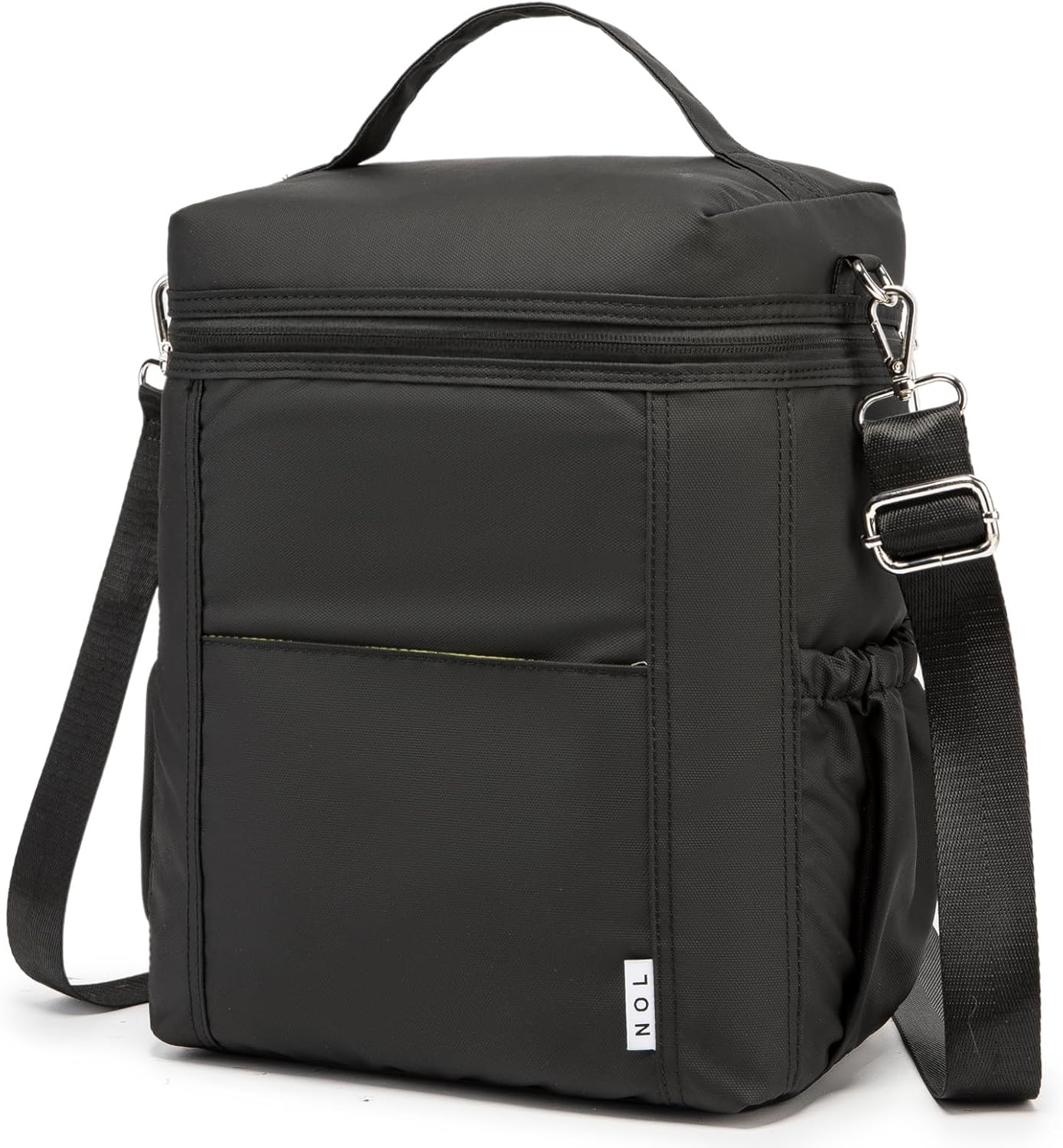 NOL Natural Organic Lifestyle Insulated Lunch Bags for Women Cooler Bag Lightweight Nylon Waterproof Lunch Box For Work (Black, Large)