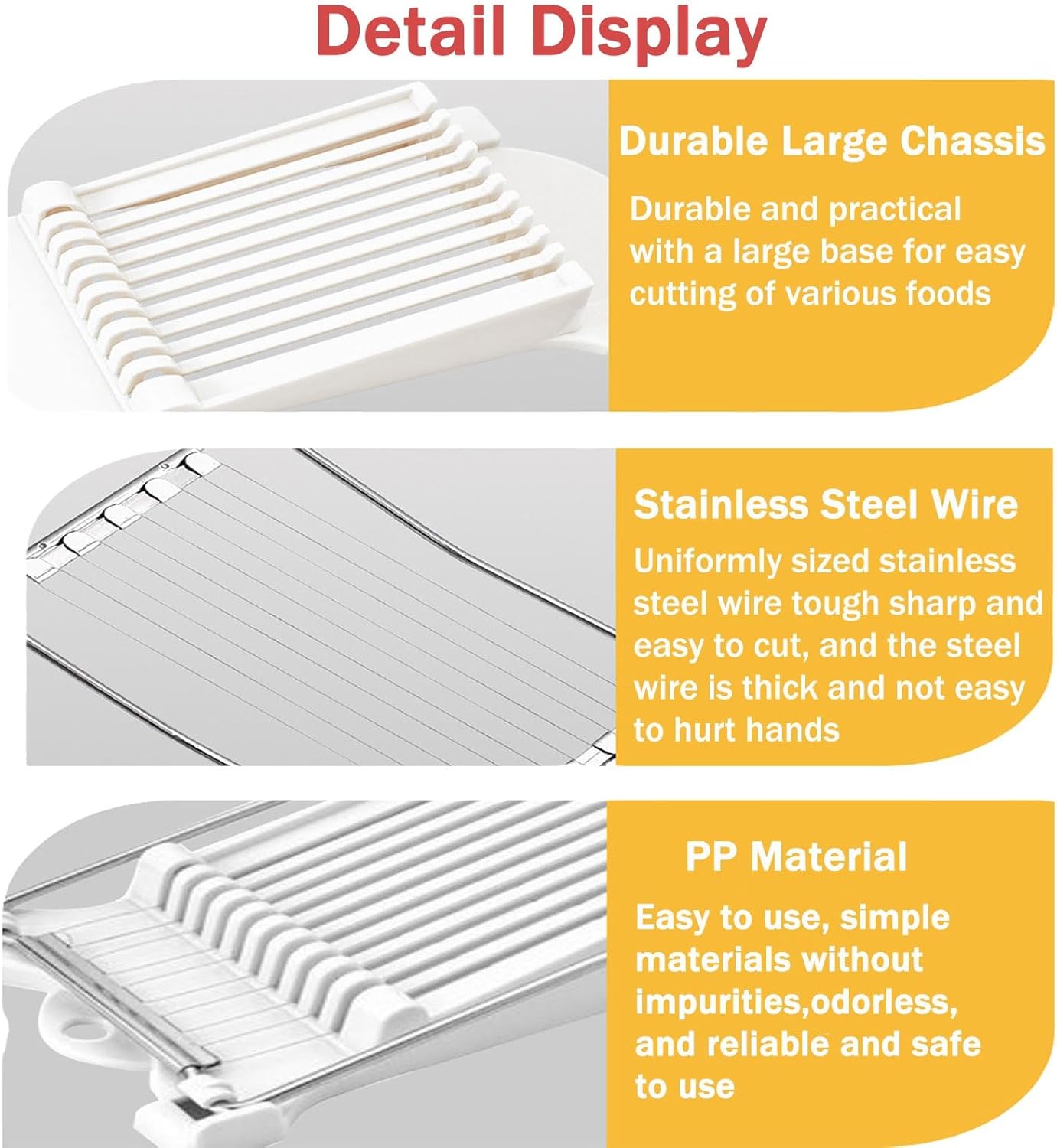 Generic Manual Fruit, Vegetable, Meat, Egg, Cheese, Bread Slicer, Stainless Steel Wires, Cutter, Strawberry Slicer, ABS+304 Stainless Steel, Dishwasher Safe