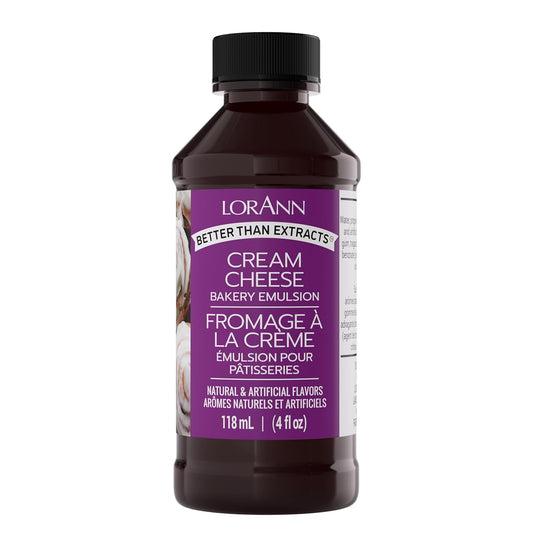 LorAnn Oils Cream Cheese Bakery Emulsion: True Essence, Ideal for Boosting Fruit Tones in Cakes, Cookies & Desserts, Gluten-Free, Keto-Friendly, Extract Substitute Essential for Your Kitchen, 4 Oz