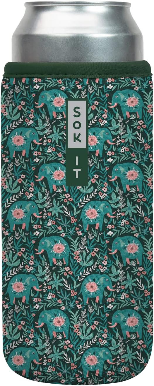 Sok It CanSok Sleeve for Beer & Soda Insulated Neoprene Cover (Baby Elephant Walk, 25oz Can Sleeve)