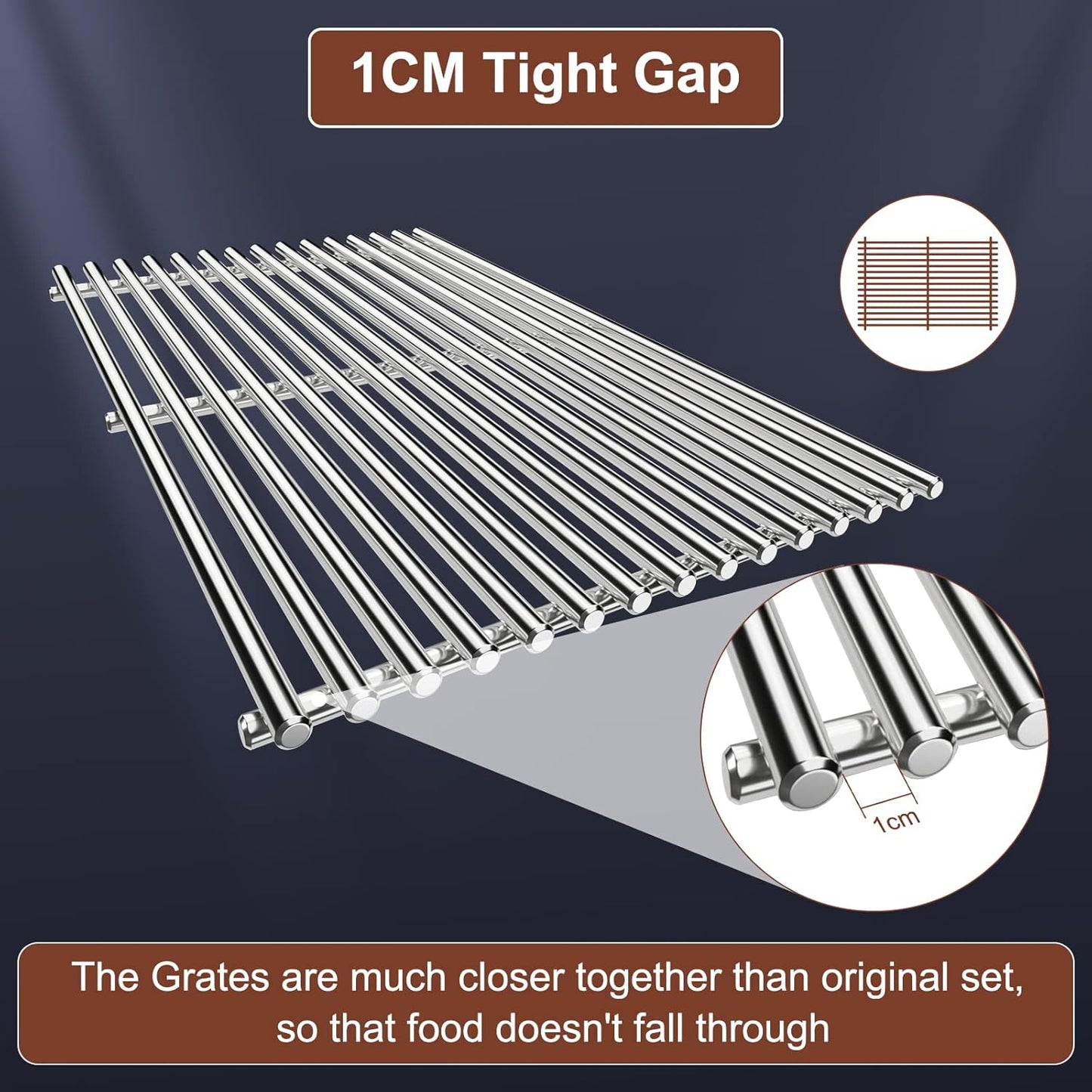 QuliMetal SUS304 9MM Grill Grates for Weber Spirit 300 and GS4 Spirit II 300 Series, Spirit 700, Genesis Silver/Gold/Platinum B & C, Genesis 1000-3500, Replacement Parts for Weber 7638 7639