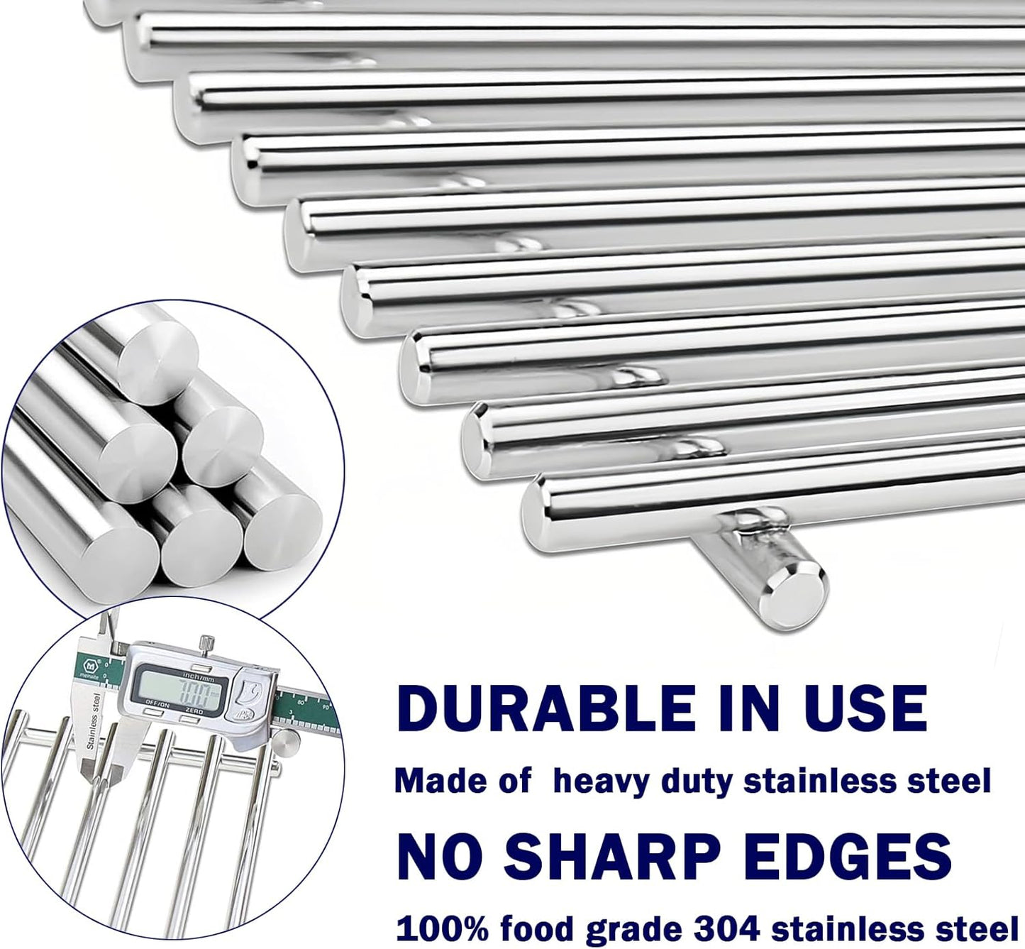 Genesis Grill Grates for Weber Genesis 300 Series, Cooking Grates Grill Parts for Weber Genesis E310 E320 E330 S310 S320 S330, 19.5" Steel BBQ Grids Replacement for Weber 7528/7524 Cast Iron Grate