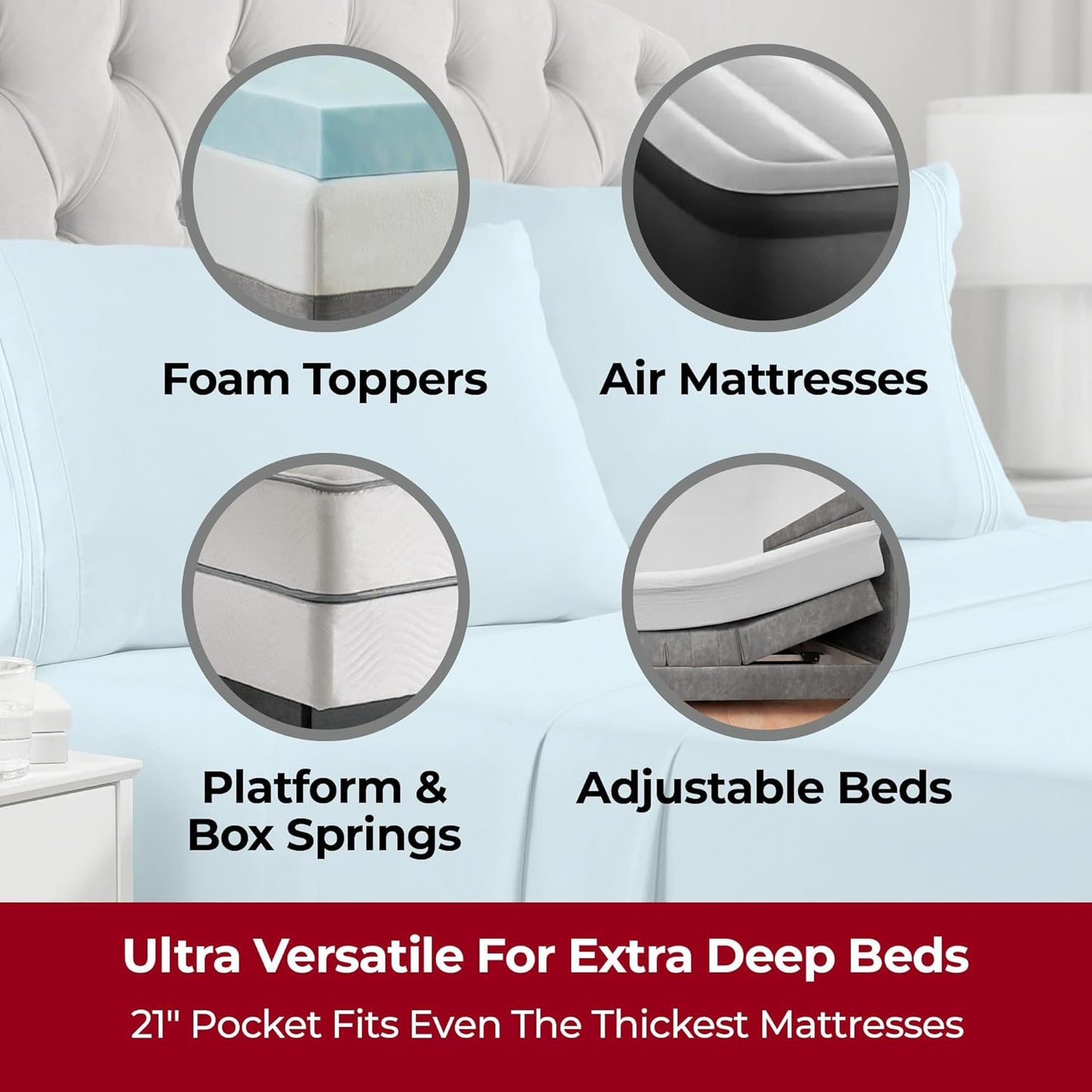 Mellanni Extra Deep California King Sheets - 4 PC Iconic Collection Bedding - Hotel Luxury, Ultra Soft, Cooling Bed Sheets - Wrinkle, Fade, Stain Resistant (Cal King, Aqua)