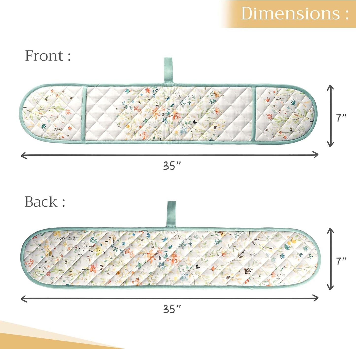 Maison d' Hermine Double Oven Mitts 100% Cotton 7"x35" Double Oven Mitt Heat Resistant BBQ Cooking Gloves with Loop, Baking, Grilling, Home, Kitchen, Handling Hot Pans Spring Summer (Colmar)