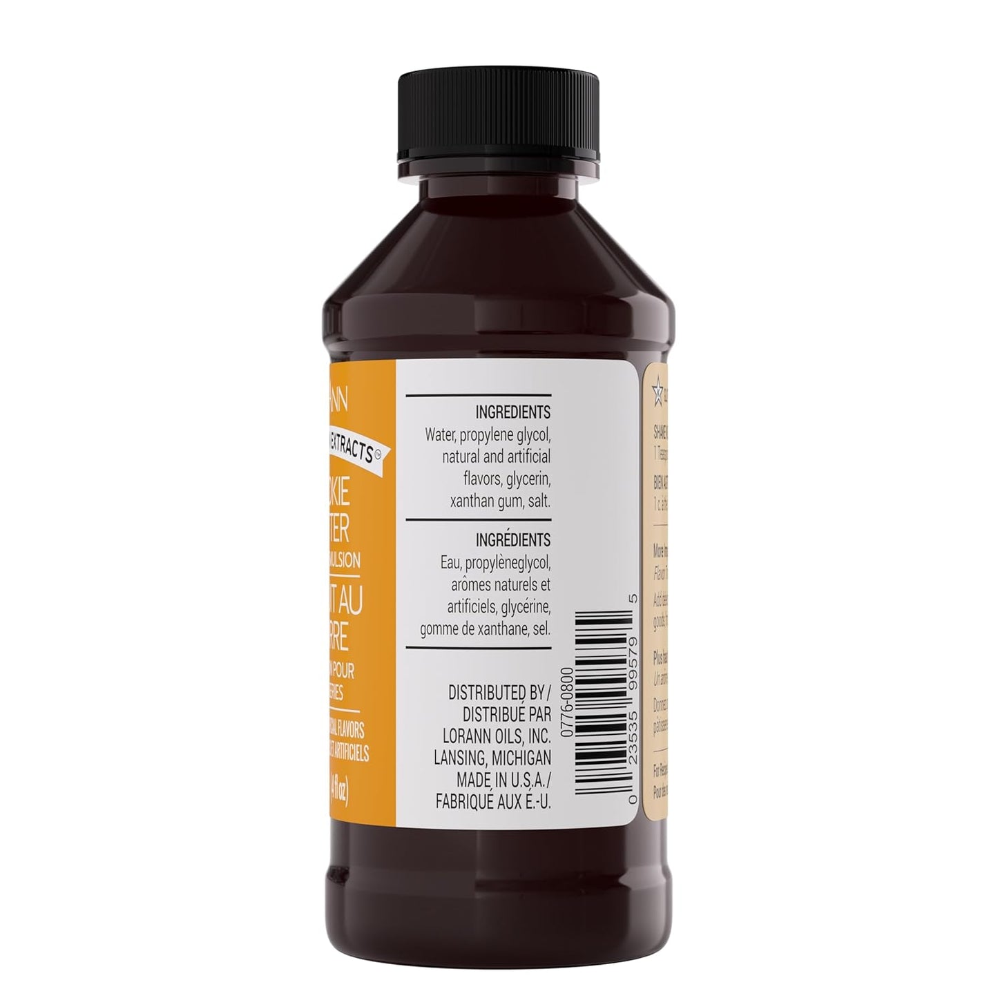 LorAnn Oils Cookie Butter Bakery Emulsion: True Essence, Ideal for Boosting Fruit Tones in Cakes, Cookies & Desserts, Gluten-Free, Keto-Friendly, Extract Substitute Essential for Your Kitchen, 4 Oz