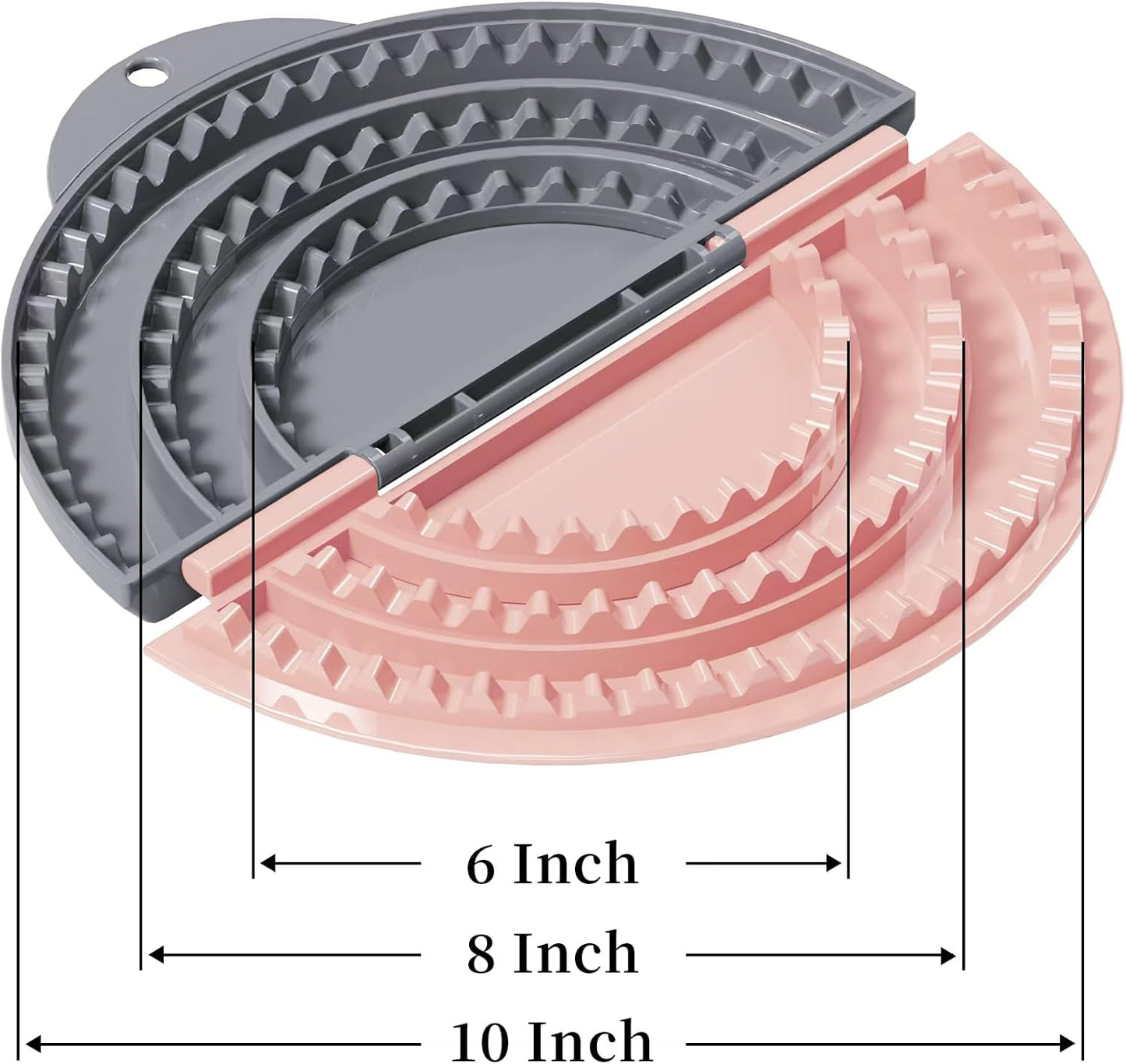 Tortilla Sealer,SELERS,Tacos tortilla crimper Maker Large,Removable & Adjustable 6"-8''-10" Crust,For Burritos,Pasties,Tortilla,Dumplings,Sandwich,Grey Pink (Grey Pink, 6"+8"+10")