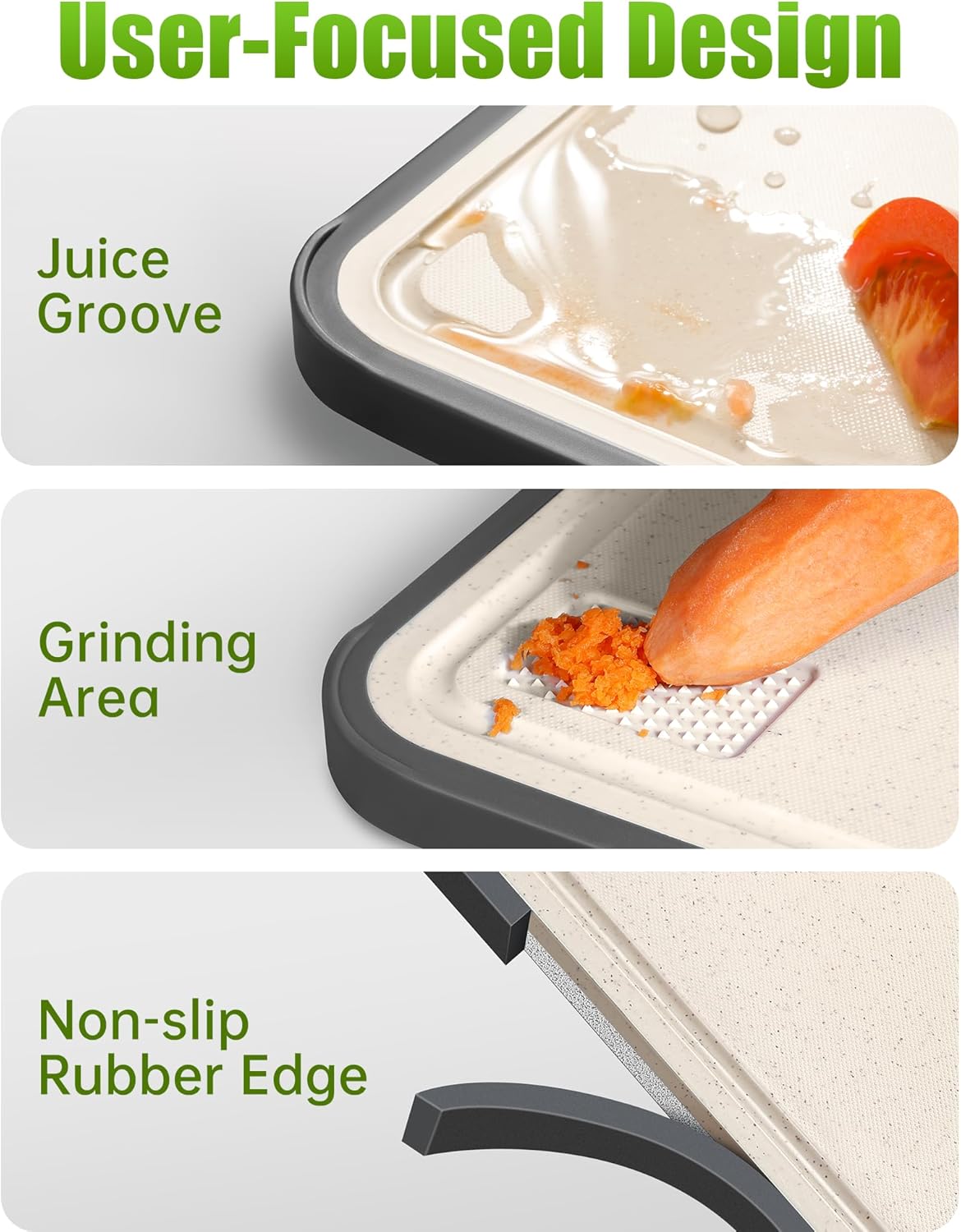 Stainless Steel Cutting Board, Double Sided 304 Steel & Food-Grade PP, Large Chopping Board Food Grade for Meat and Fruit, Non-Slip, Gifts for Housewarming 16”×11”