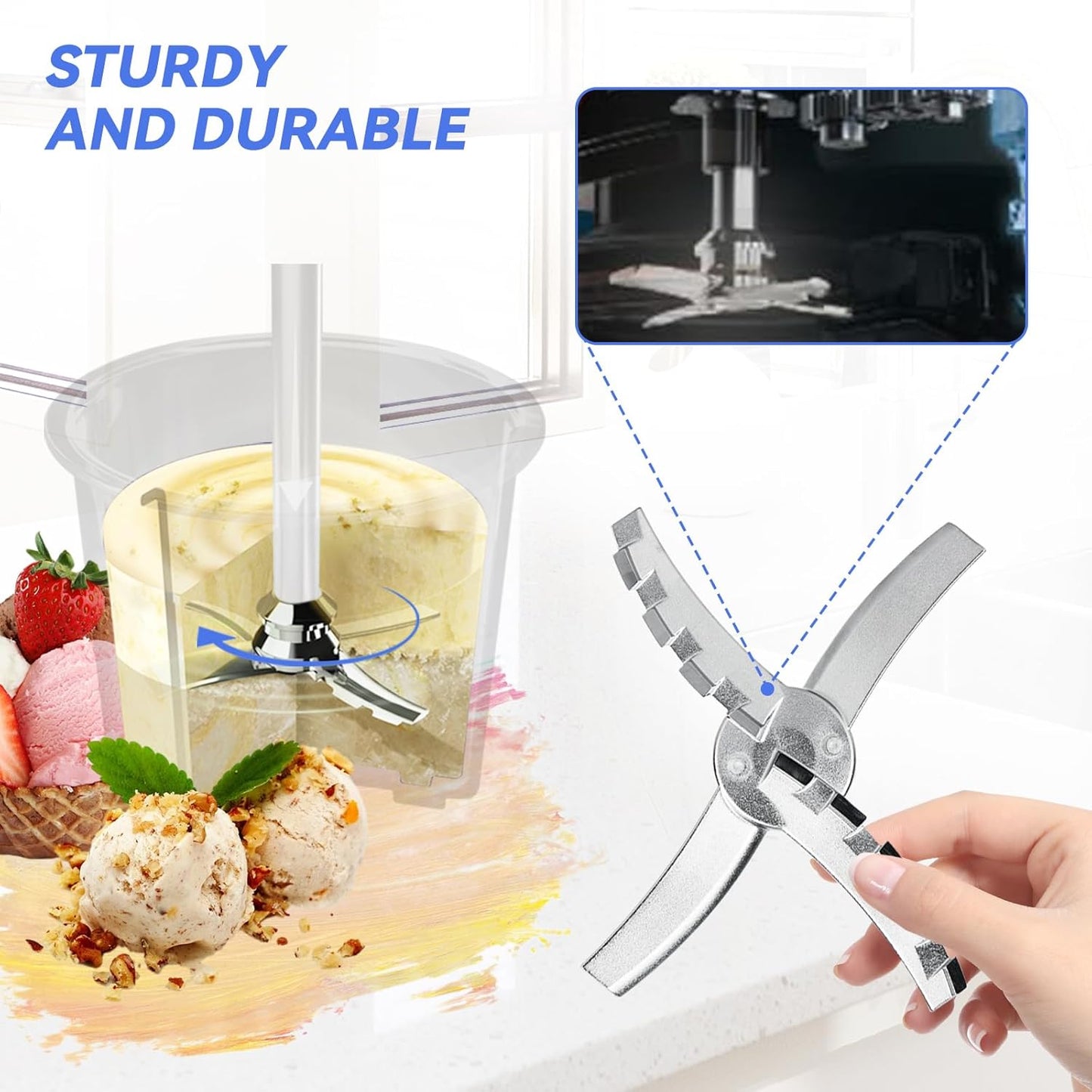 Blades Replacement for Ninja Deluxe NC501 Series Ice Cream Makers - Paddle Blade Replacement for Ninja Creamerizer NC500 NC501 NC500C NC501C NC501H - Stainless Steel