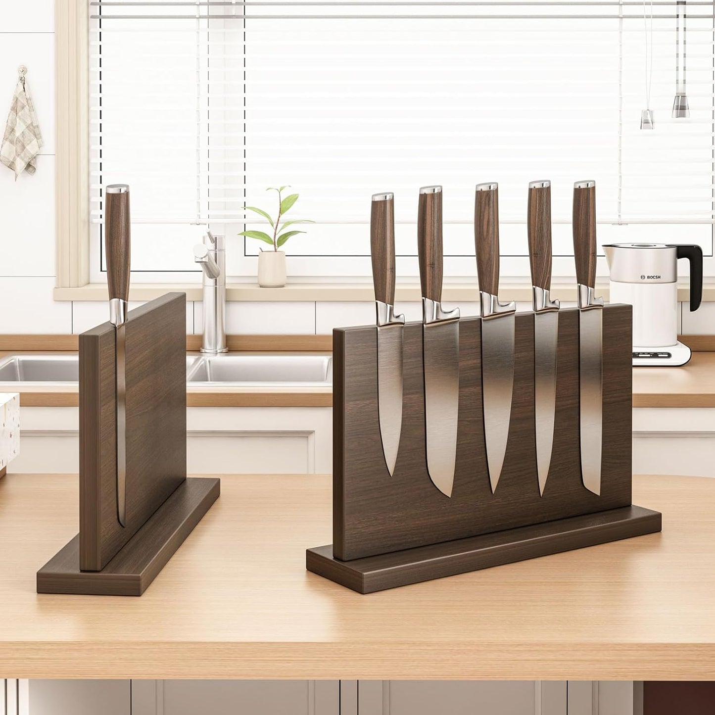 Extra Large Magnetic Knife Holder, Double-Sided Magnetic Knife Block Universal Multi-function Display Rack for Kitchen Counter (Dark Gray)