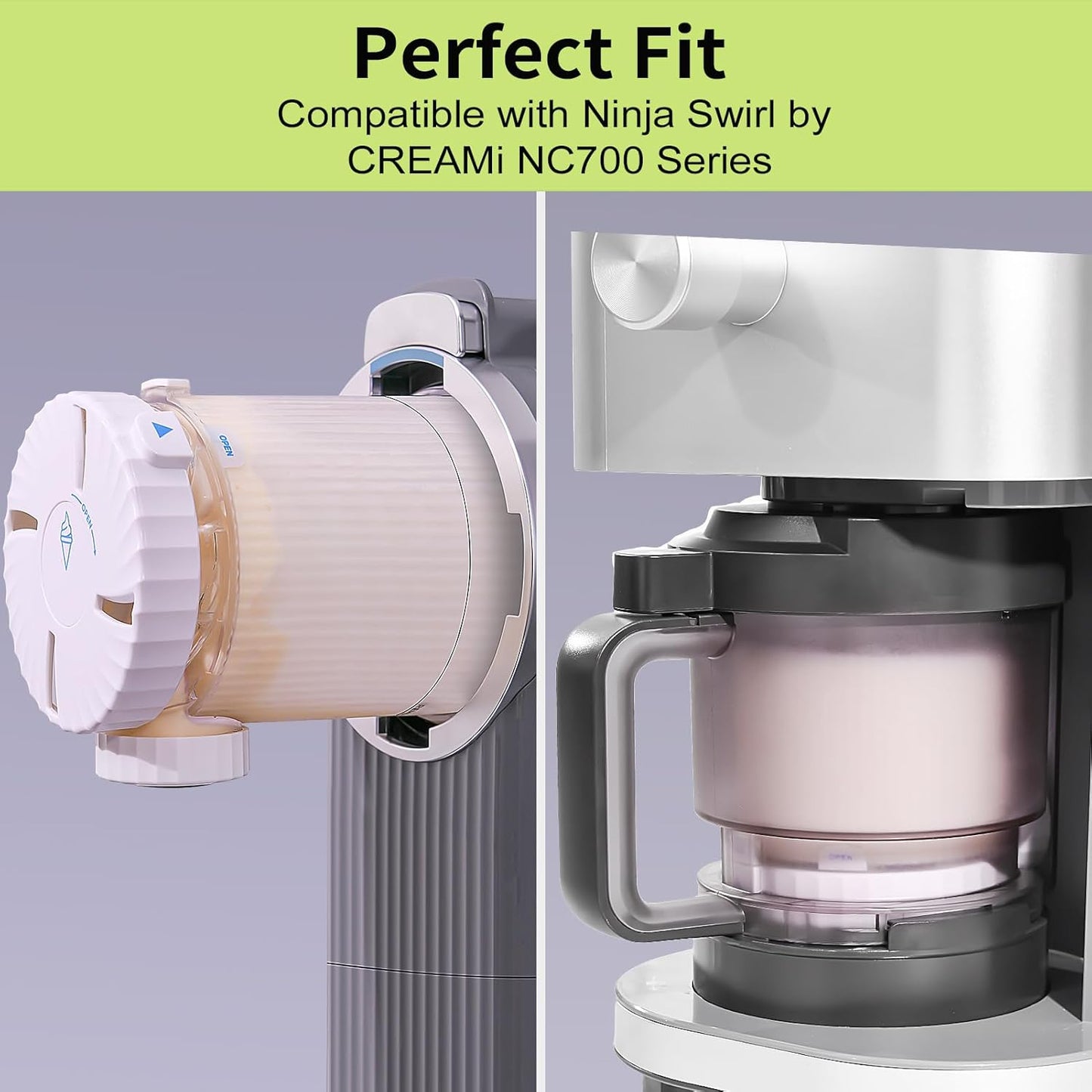 GoMaihe Containers Compatible with Ninja Swirl: Creami 4-Pack Pints and Lids for Ninja NC700 & NC701 Ice Cream and Soft Serve Maker Accessory - BPA-Free Food-Grade Dishwasher Safe