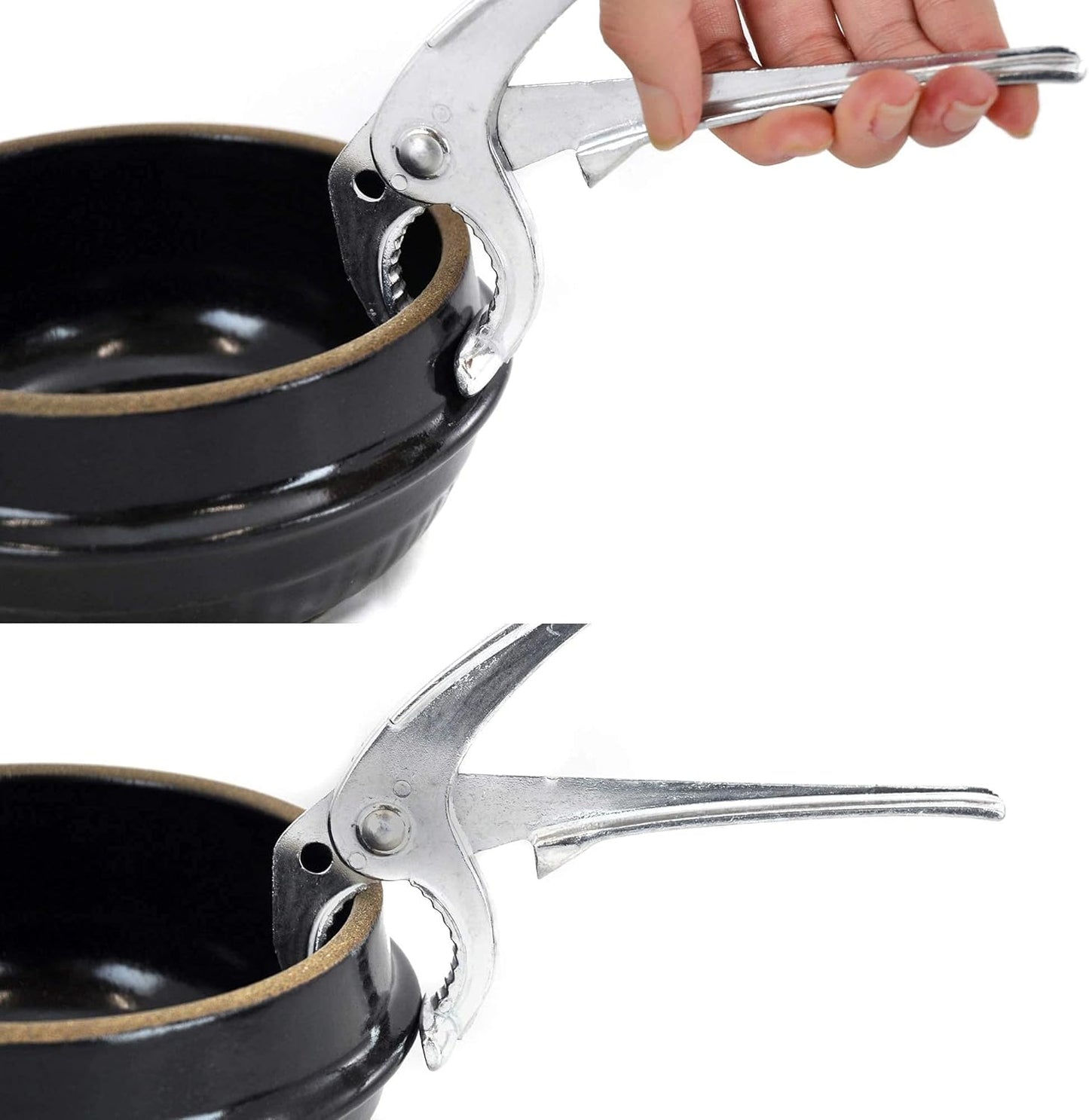 LENITH Aluminum Hot Pot Tongs Holder For Korean Stone Ceramic Bibimbap Bowl, Dolsot, Ddukbaegi, Sizzling Hot Pot (SILVER)