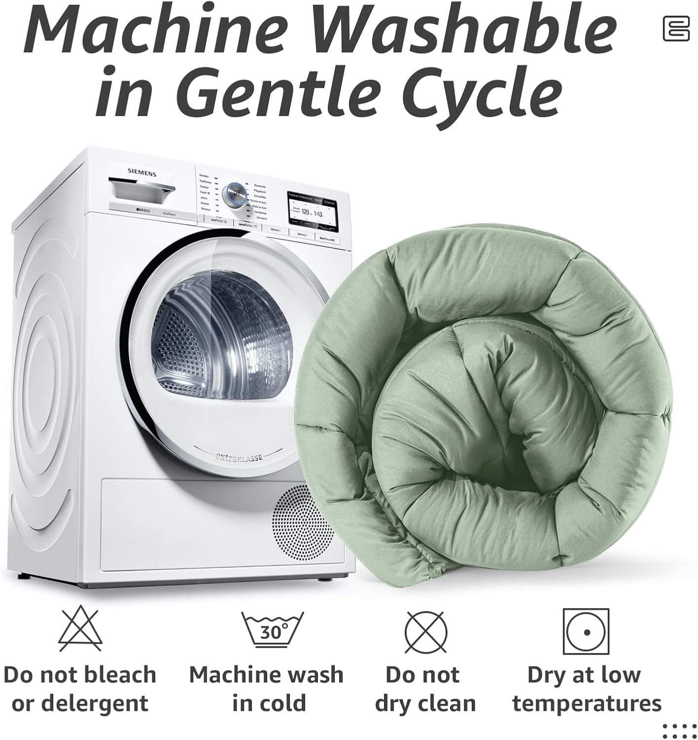 HYLEORY All Season King Size Bed Comforter - Cooling Down Alternative Quilted Duvet Insert with Corner Tabs - Winter Warm - Machine Washable - Sage Green