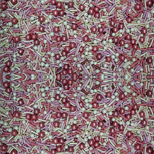 Confect Sprinkles- Fusion Mashup Pink & White Sprinkle Mix with Pearl Balls – Cake Decorating Topping, Baking Sprinkles – Perfect for Cakes, Cupcakes, and Desserts - Vegan, Gluten-Free, Nut-Free, Soy-Free, Dairy-Free, Palm Oil-Free - 4.2 Oz