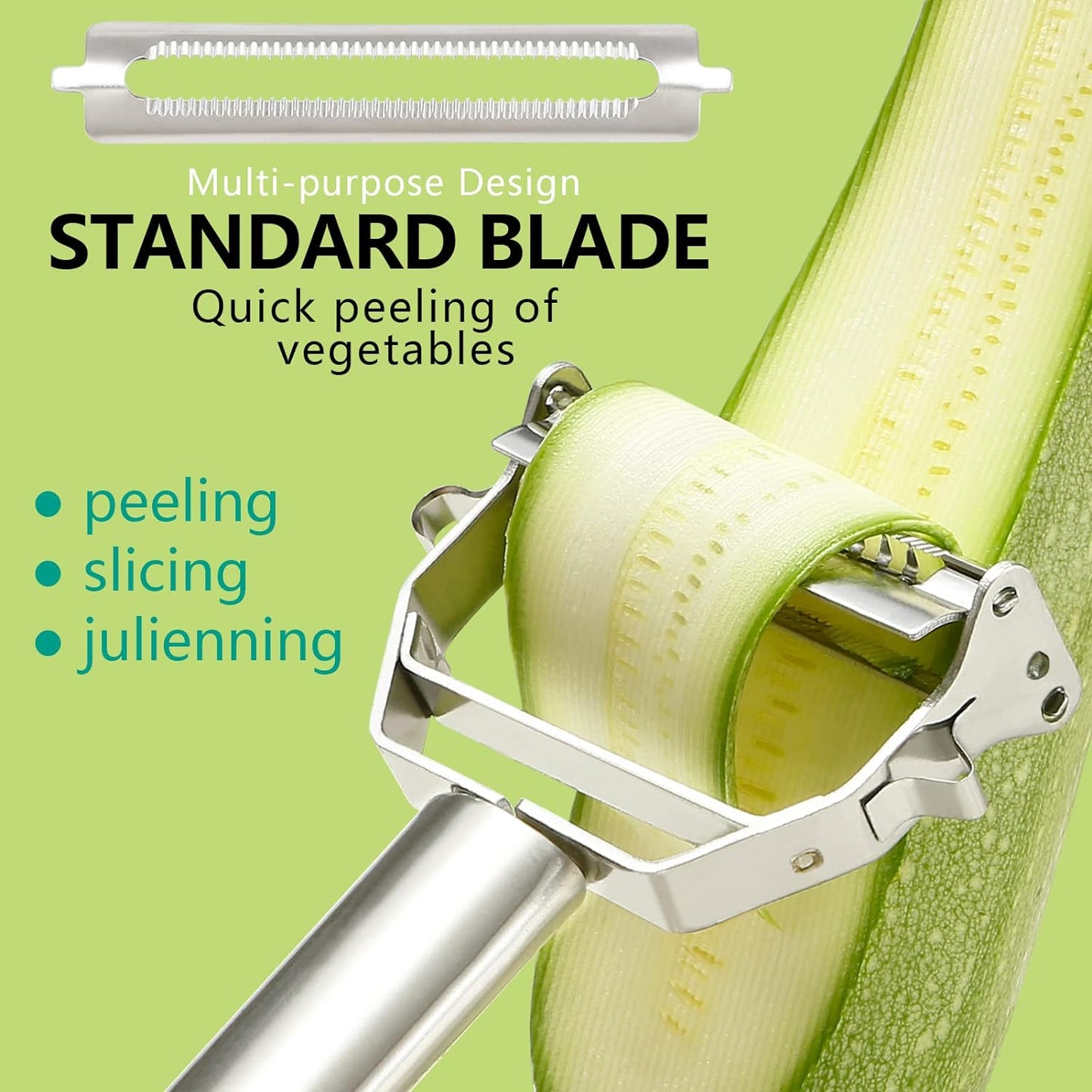 Stainless Steel Peeler Julienne Cutter Slicer for Carrot Potato Melon Vegetable and Fruit with Cleaning Brush