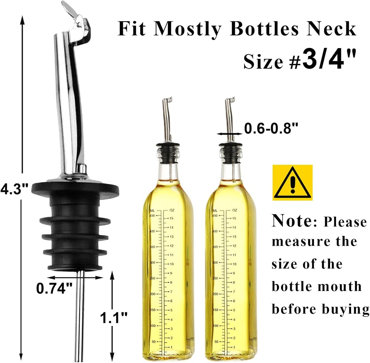 6 Pack Oil Pourers With Flip Top, Olive Oil Dispenser, Liquor Bottle Pourer Spouts, Speed Pour for 3/4" Bottle Mouth