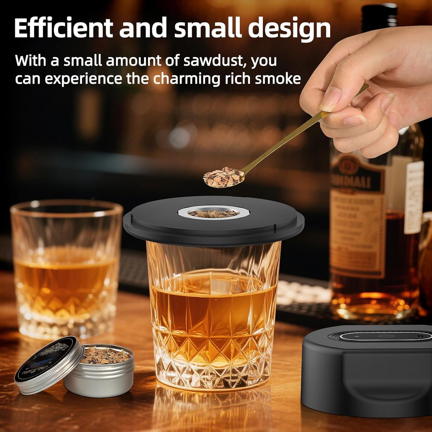 Electric Whiskey Smoker Kit,No Butane Needed,Smokepub,Electric Cocktail Smoker Kit,Drink Bourbon Smoker Kit with 6 Wood Chips,Birthday Christmas Smokpub Gifts for Men,Dad,Husband.