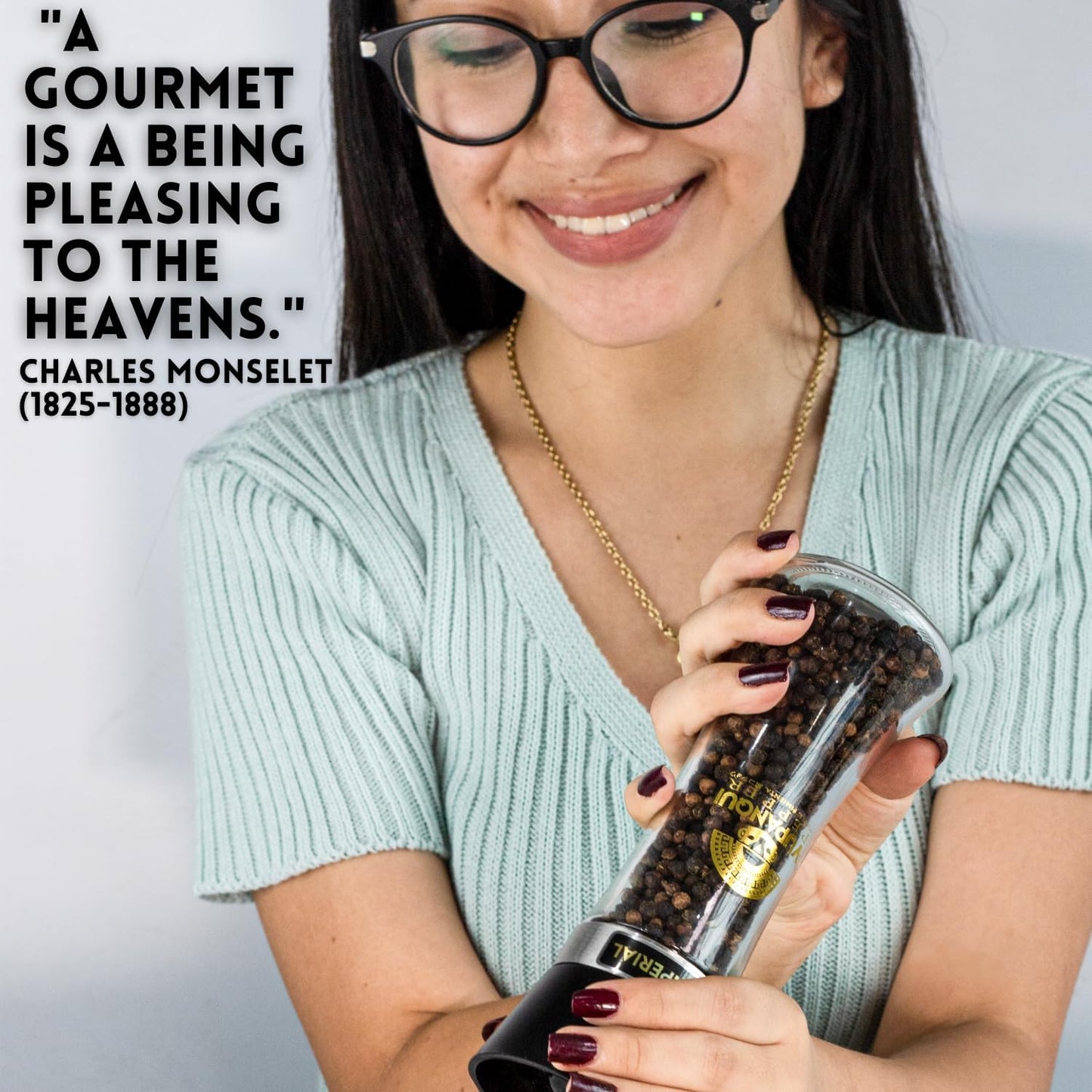 YUPANQUI Organic Black Pepper Grinder Manual Pepper Grinder 3.5oz Award-Winning Gourmet Peppercorns Peppermill BLACK IMPERIAL, Best Black Peppercorn Grinder for Kitchen