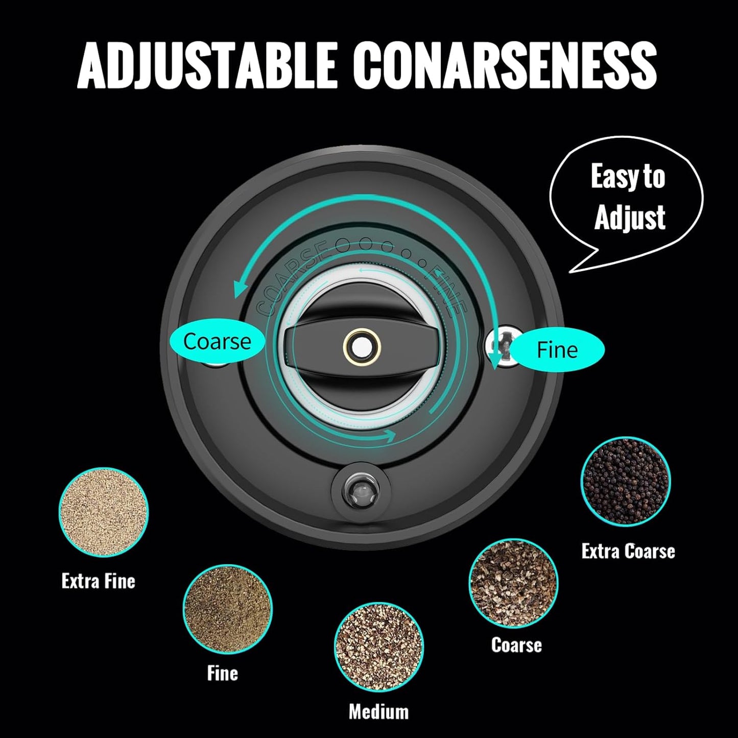 Electric Salt and Pepper Grinder Set, Rechargeable Automatic Salt and Pepper Grinder Set, One Hand Operation with LED Light, Adjustable Coarseness, Refillable, 95ml, Black (2 Pack)