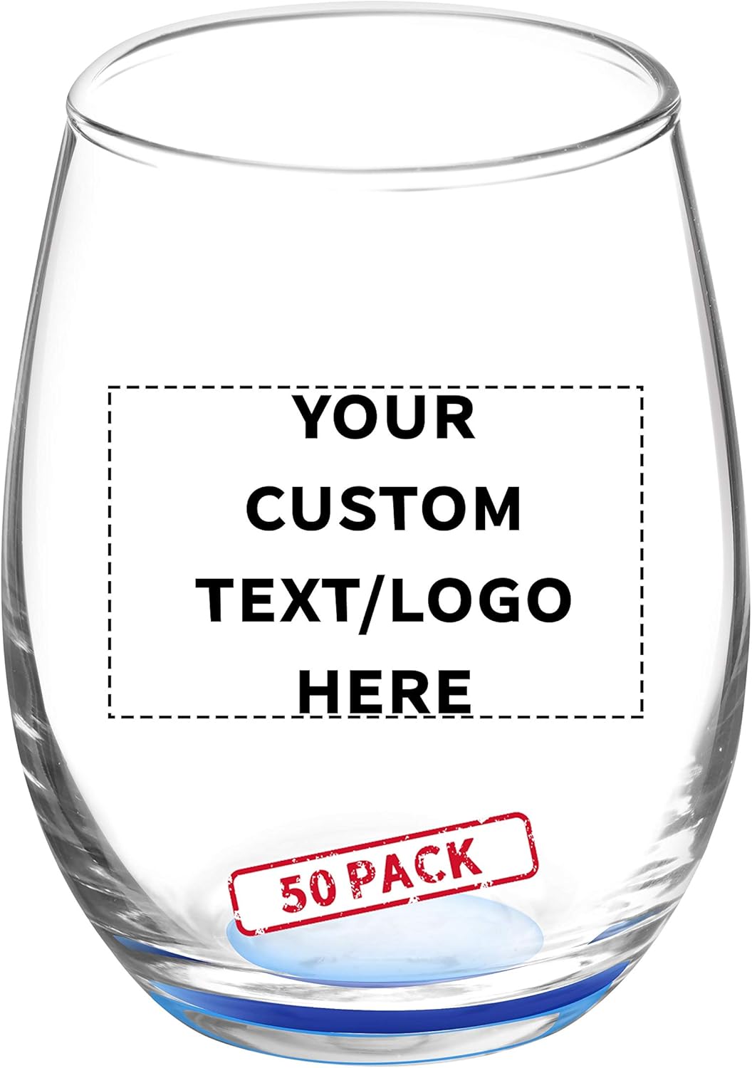 Custom Stemless Wine Glasses by ARC 5.5 oz. Set of 50, Personalized Bulk Pack - Perfect for Hotel, Bar, Restaurant or Lounge - Blue