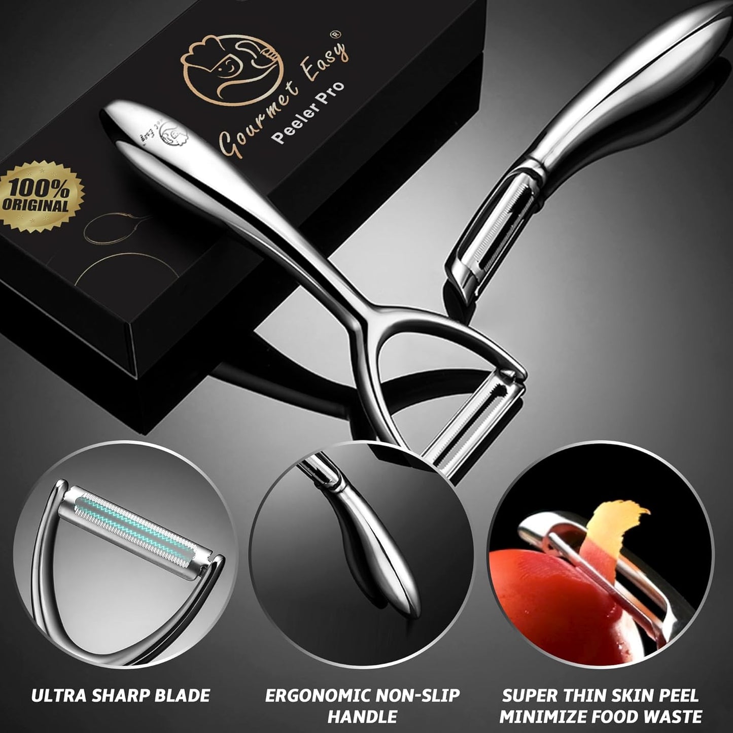 Vegetable Peeler, Premium Stainless Steel Potato Peeler, High Tensile Ultra Sharp Blade Fruit and Food Slicer, Y Shaped with Ergonomic Non-Slip Handle, Dishwasher Safe with 5 Years Warranty