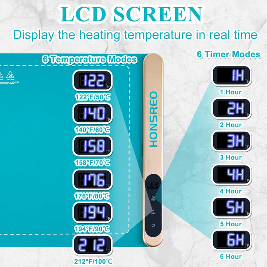 Electric Warming Tray, Silicone Heating Mat with 6 Temperature Modes and 6 Timer Settings Auto Shut-Off, Portable Foldable Roll Up Food Warmer Pad for Parties Gatherings, Home Everyday Use