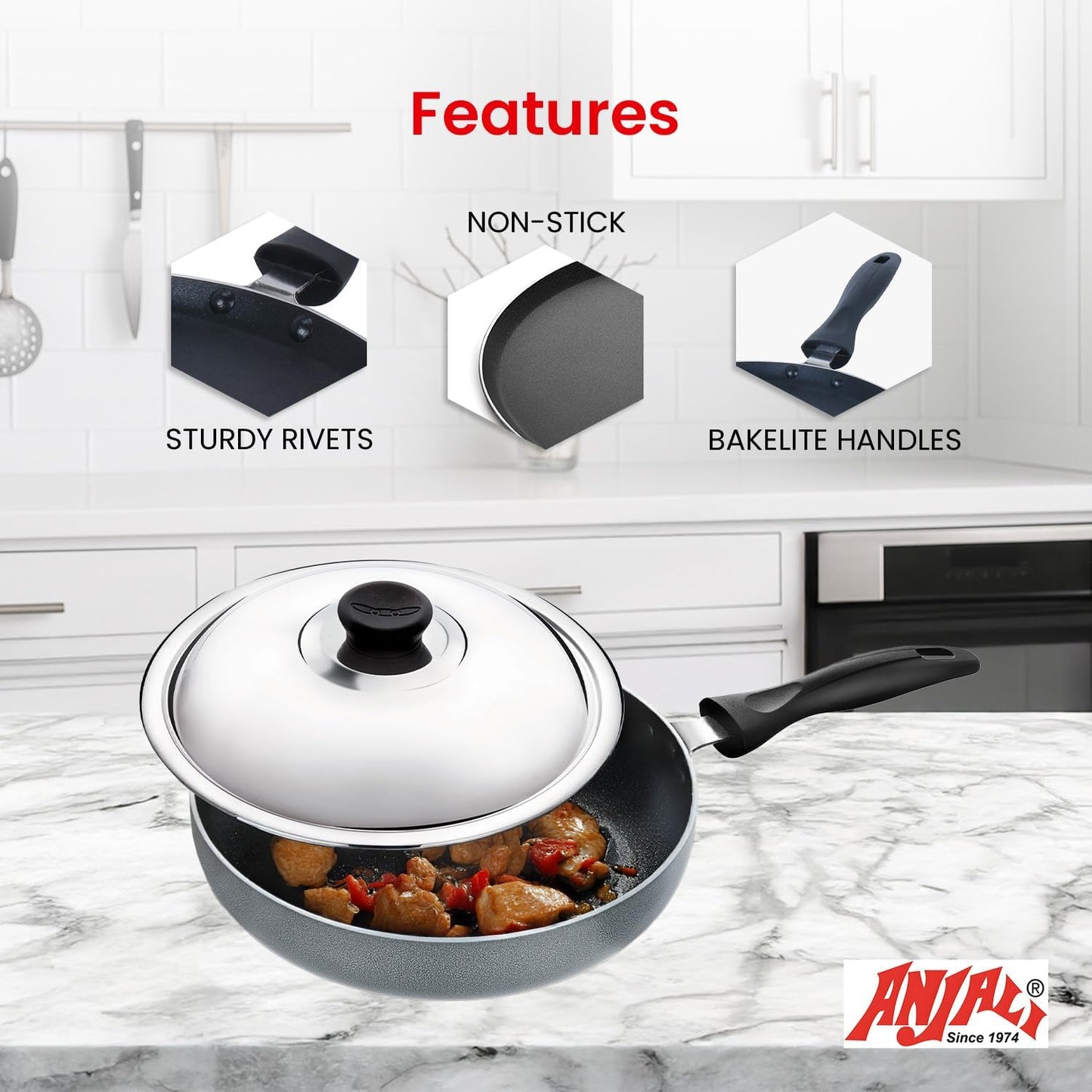 Nonstick Cookware Set – Aluminium Crepe Pan (11-Inch) and Frying Pan with Stainless Steel Lid (10.2-Inch) | Gas and Induction Compatible | Nonstick for Everyday Cooking