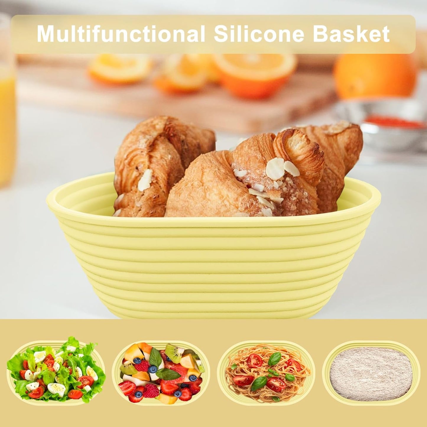 Silicone Banneton, Sourdough Bread Baskets (Set of 5, 6.5 Inch), Mini Oval Proofing Bowls, Bread Making Baking Supplies, Banneton proofing basket for Sourdough Baking