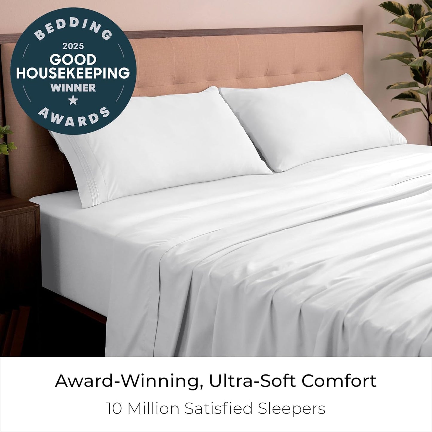 Mellanni King Sheets Set - 4 PC Iconic Collection Bedding - Hotel Luxury, Extra Soft, Cooling Bed Sheets - Wrinkle, Fade, Stain Resistant (King, White)