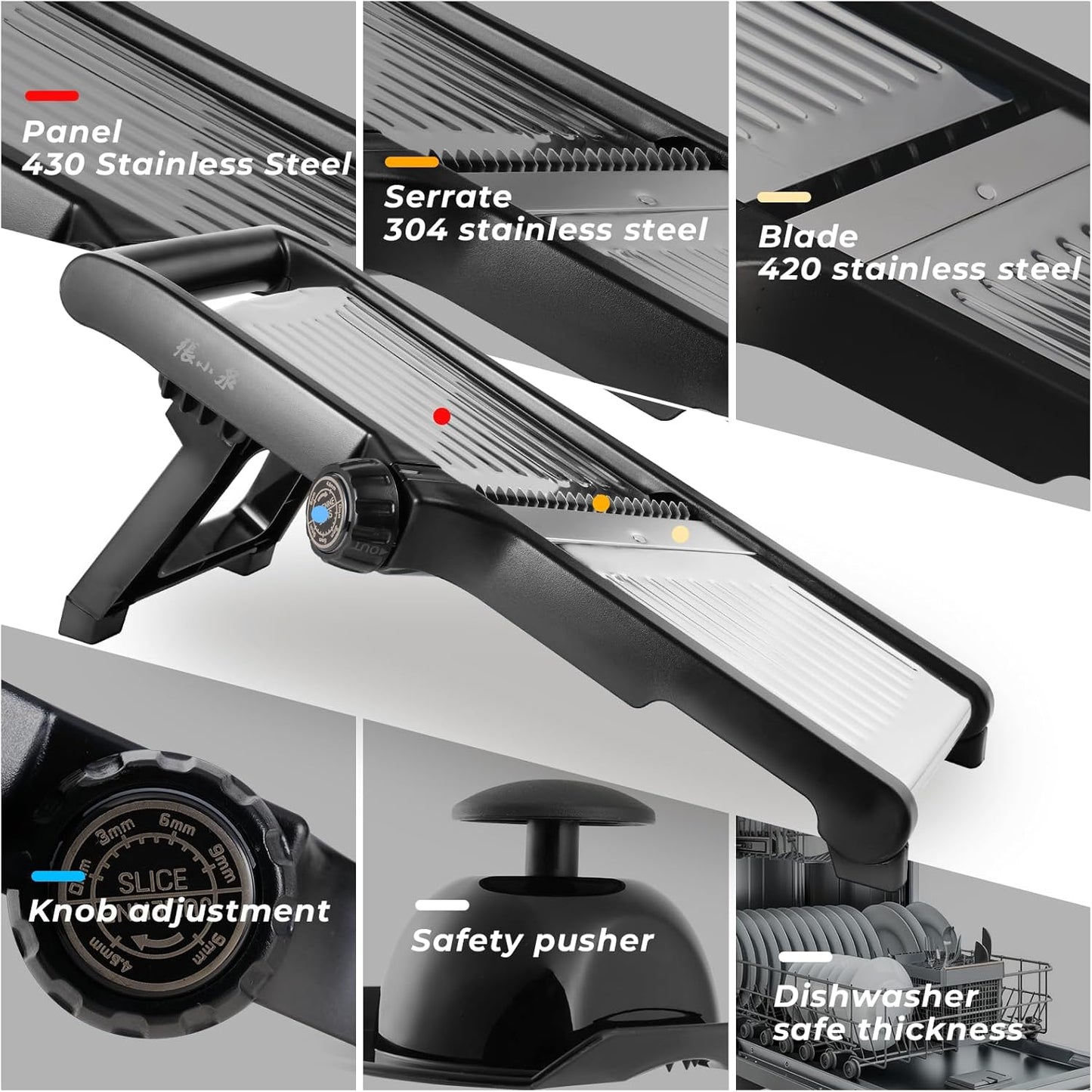 ZHANG XIAO QUAN SINCE 1628 Mandoline Food Slicer for kitchen, Adjustable Stainless Steel Mandoline Vegetable slicer Julienne, Onion Potato Chip French Fry vegetable slicer