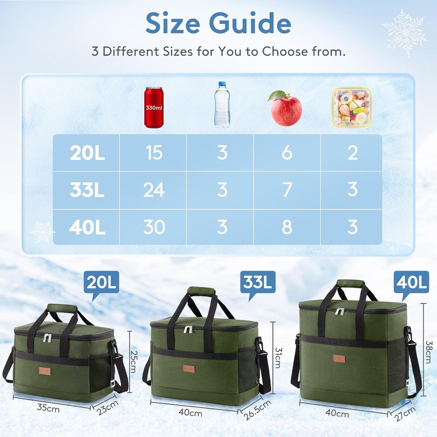Lifewit Cooler Bag 30/50/60 Cans Collapsible and Insulated Large Lunch Bag Leakproof Soft Cooler Portable Tote for Camping/BBQ/Family Outdoor Activities