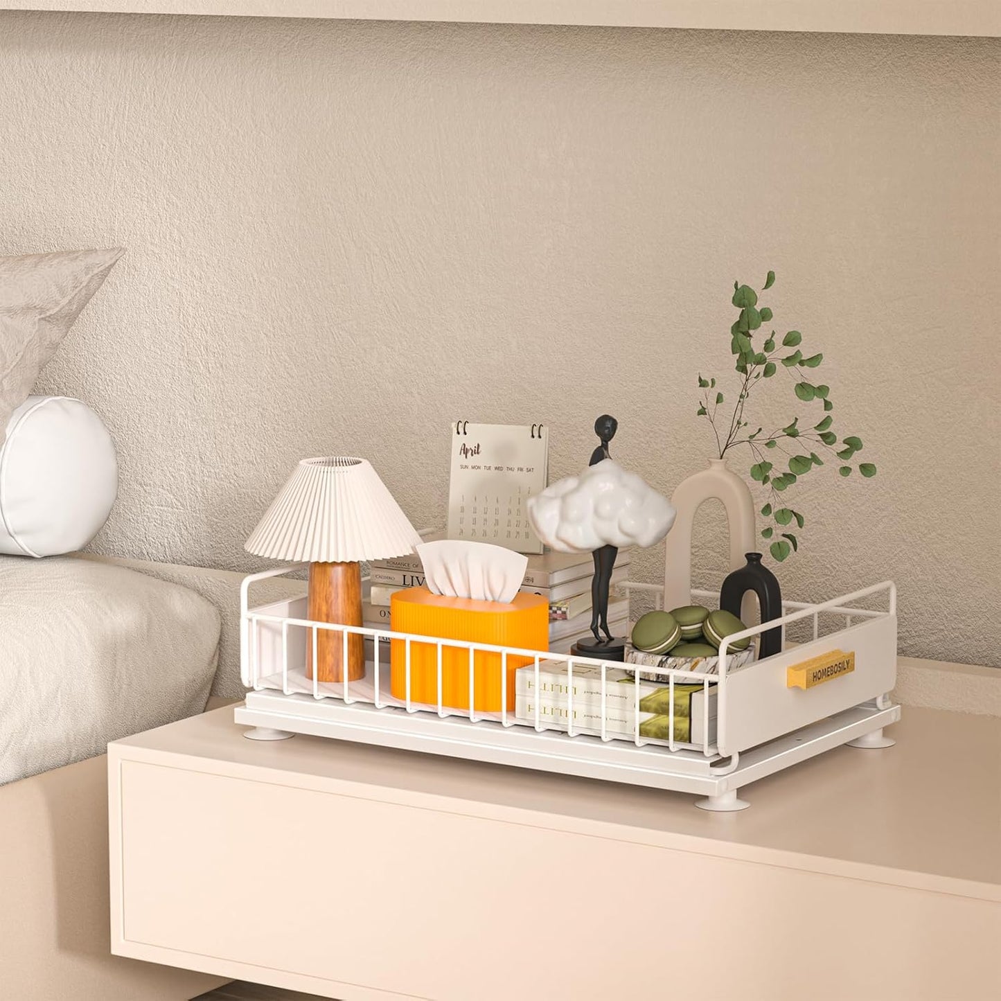 Under Sink Organizer, Kitchen Pull Out Cabinet Organizer, Mute Slide Out Metal Under Sink Organizers and Storage Shelves for Kitchen Bathroom Laundry Cabinet Pantry, White