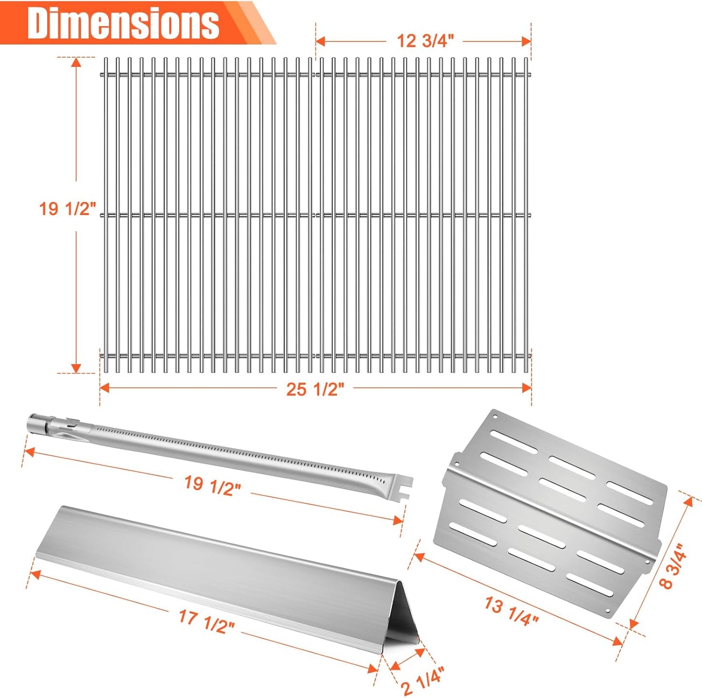 7524 7528 Cooking Grates 7622 Heat Deflectors 7620 Flavorizer Bars with Burner Tube Set for Weber Genesis Grill Replacement Parts E-310 E-320 E-330 S-310 S320 S-330 EP-310 EP-320