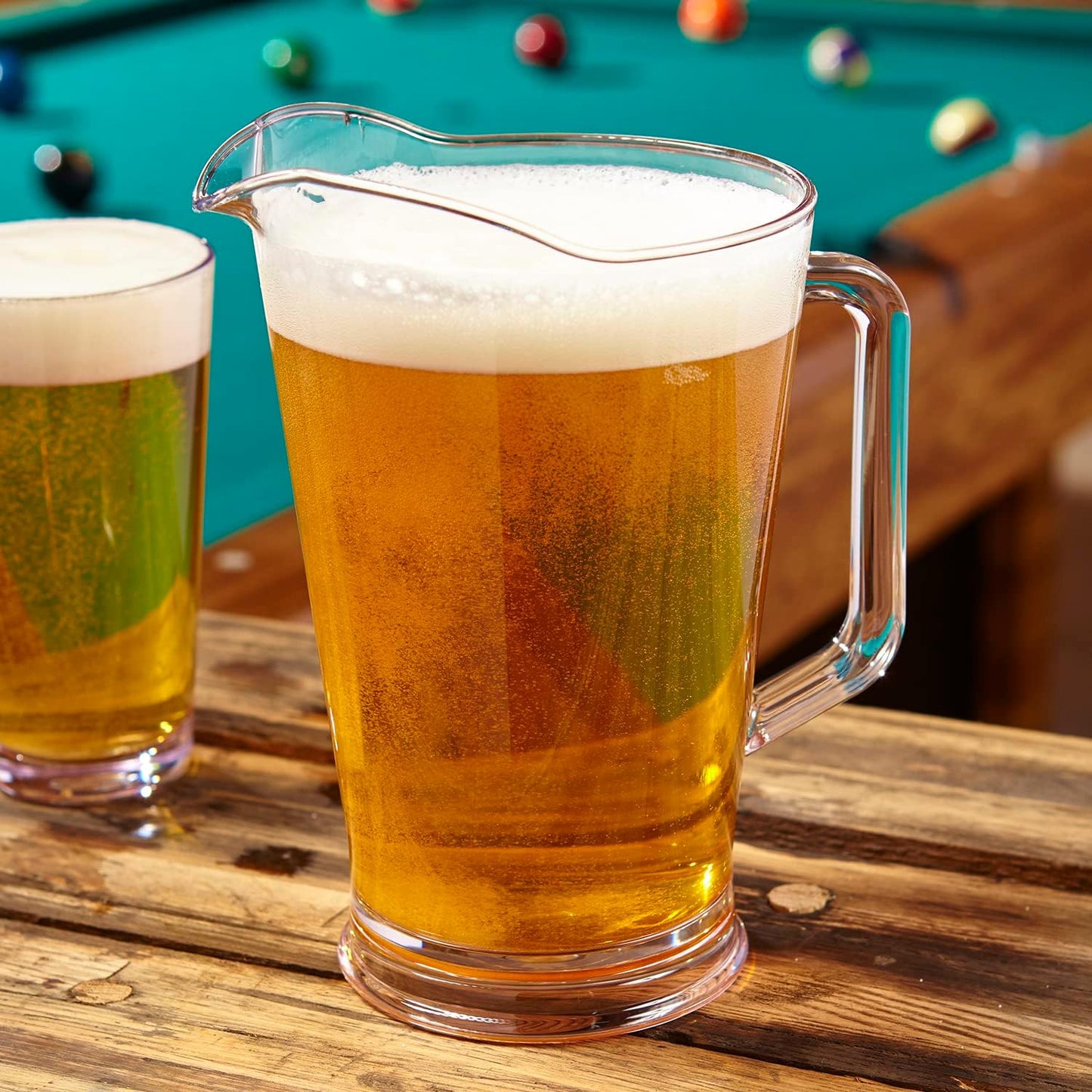 US Acrylic 64oz Bistro Clear Pitcher | Set of 2 Beer Pitchers | Reusable, BPA-free, Made in the USA, Indoor and Outdoor Pitcher Set for Water, Lemonade, Juice, Soda Pop, and Beer