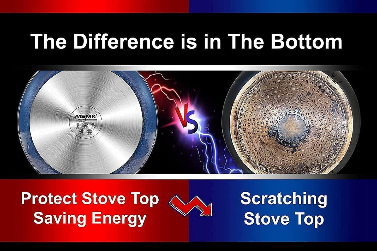 MsMk Non stick frying pan set with lid Blue, 12-inch Durable skillet, Titanium and Diamond Non Stick Non-Toxic Coating From USA, Even Heating, Easy Clean-Up, Comfort Handle, Induction Compatibility