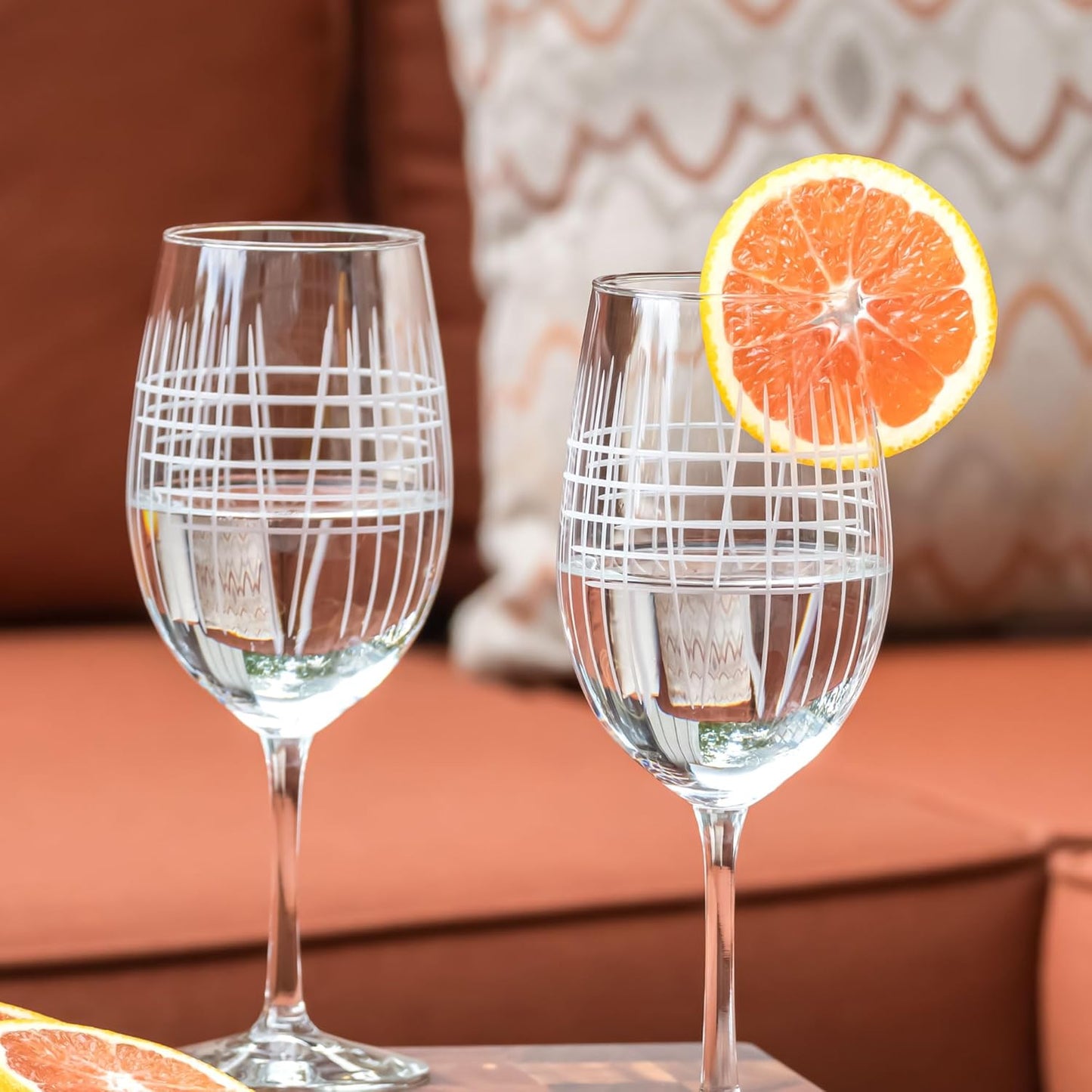 Rolf Glass - Matchstick All Purpose Wine Glass 18 Ounce - Set of 2 - Lead-Free Glass - Engraved Large Wine Glasses - Made in the US