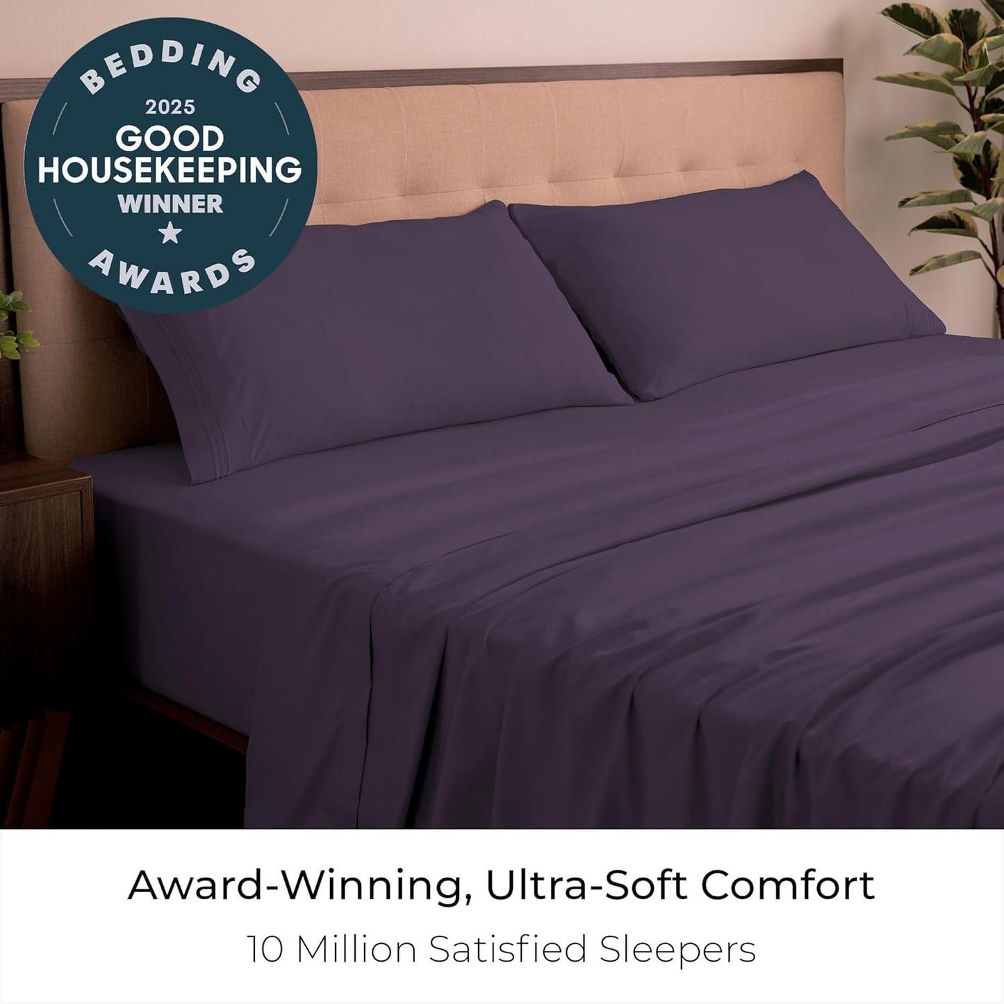 Mellanni King Sheets Set - 4 PC Iconic Collection Bedding - Hotel Luxury, Extra Soft, Cooling Bed Sheets - Wrinkle, Fade, Stain Resistant (King, Purple)