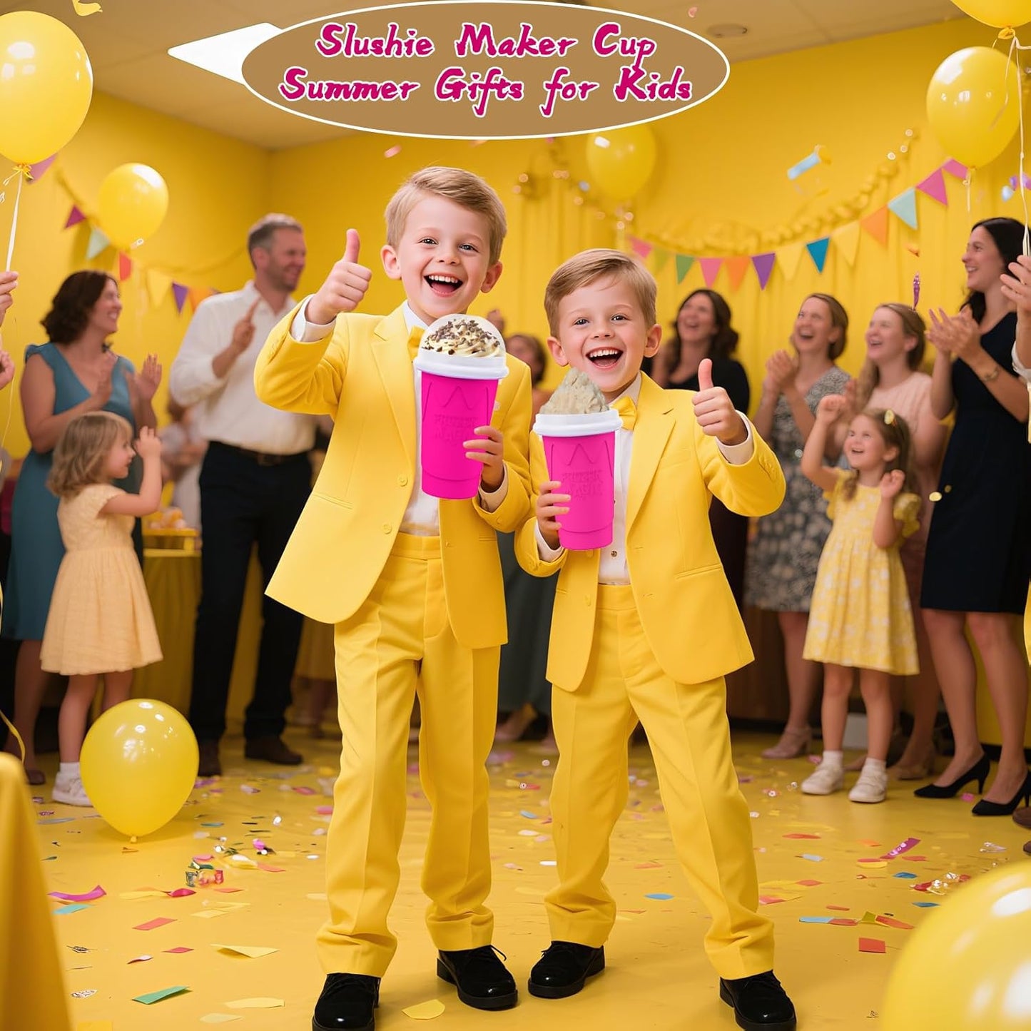 500ML Slushie Maker Cups, Magic Quick Frozen Smoothies Cup for Homemade Milk Shake Ice Cream Makers, Cooling Cups, Double Layer Squeeze Slushy Cup, Birthday Gifts for Boy, Girls,Friends,Family