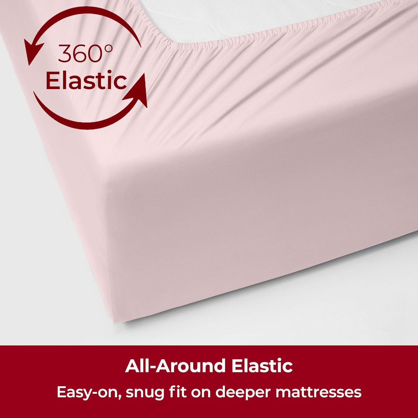 Mellanni Extra Deep Queen Sheets - 4 PC Iconic Collection Bedding - Hotel Luxury, Ultra Soft, Cooling Bed Sheets - Wrinkle, Fade, Stain Resistant (Queen, Blush Pink)