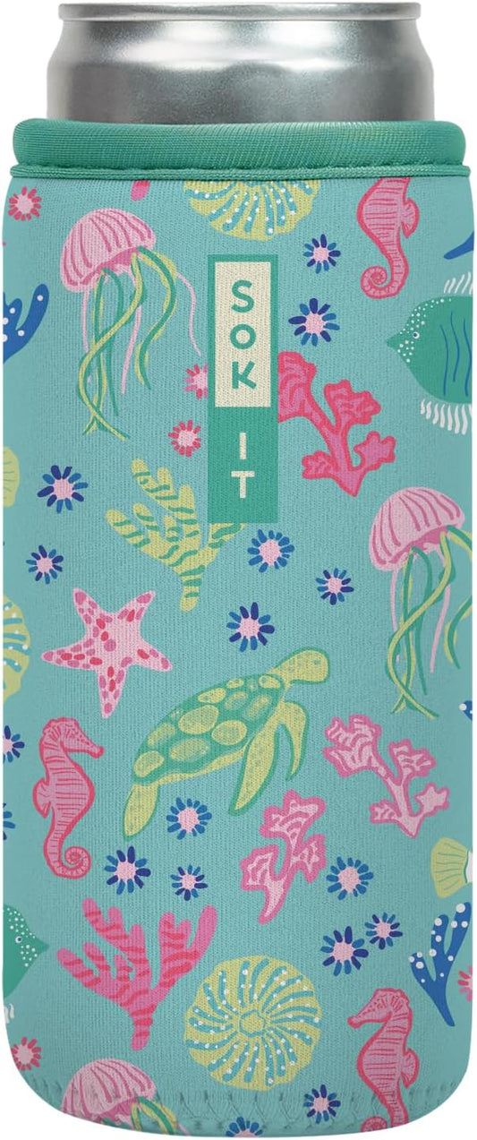 Sok It CanSok Sleeve for Beer & Soda Insulated Neoprene Cover (Under the Sea, 12oz Can Sleeve)