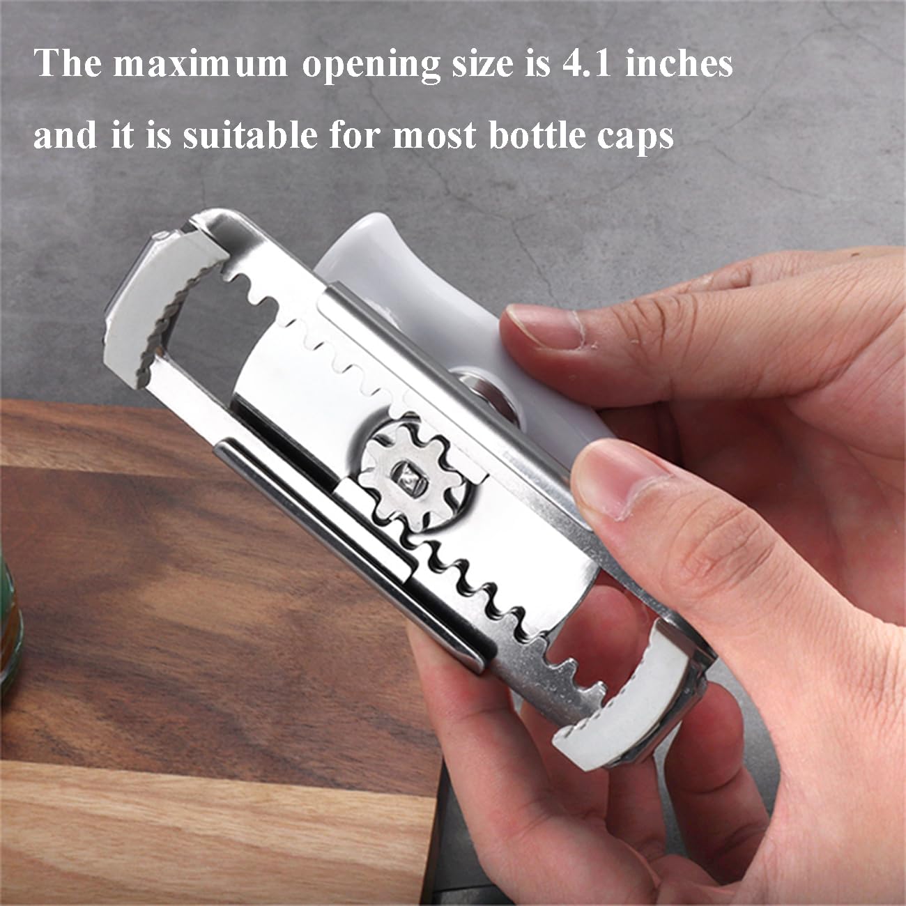 Jar Opener for Seniors with Arthritis & Weak Hands, Easy Twist Jar Openers, Adjustable Multifunctional Jar Lid Opener, Jar Bottle Cap Opener Gripper, Useful Gifts for Elderly/Women/Men (Wood Handle)