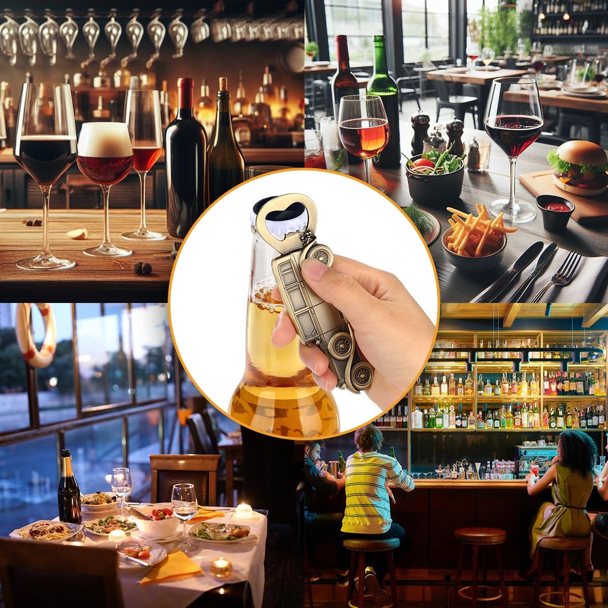 LKKCHER Car Bottle Opener, Classic Car Gifts for Men Him, Birthday Fathers Day Christmas Gifts for Men Dad Grandpa, Vintage Beer Accessories, Bronze with Gift Bag