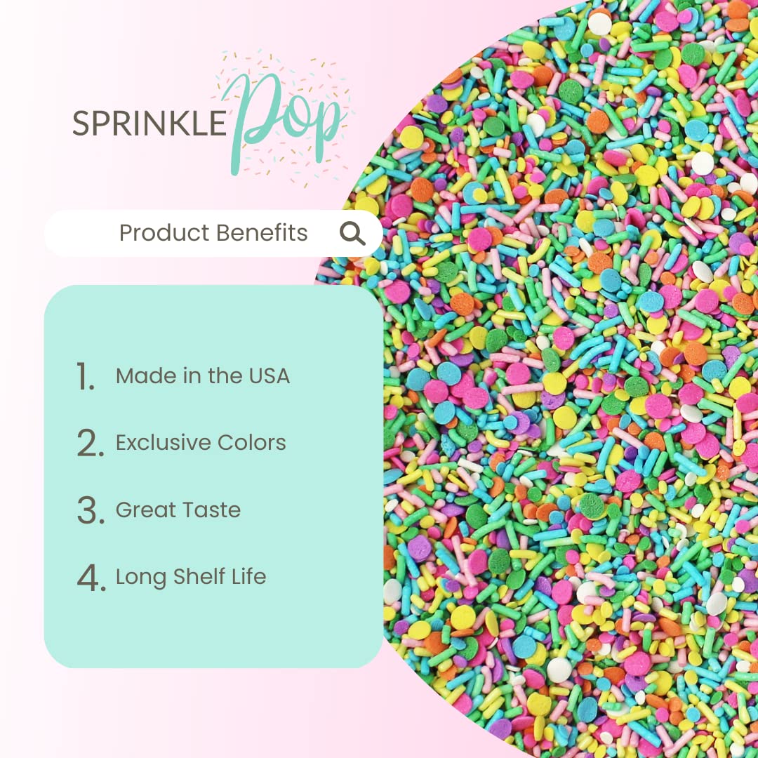 Pastel Party Sprinkles Mix | Made In USA By Sprinkle Pop| A Blend of Pink yellow Blue Green Purple Orange Lavender Mint Confetti Sprinkles| Easter Sprinkles For Decorating Cake Cupcakes Cookies, 2oz