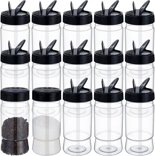 30 Pack 10.1 oz Plastic Spice Jars with Shaker Lids Clear Seasoning Containers Bottles for Kitchen Storing Spice Herbs Seasoning Powders
