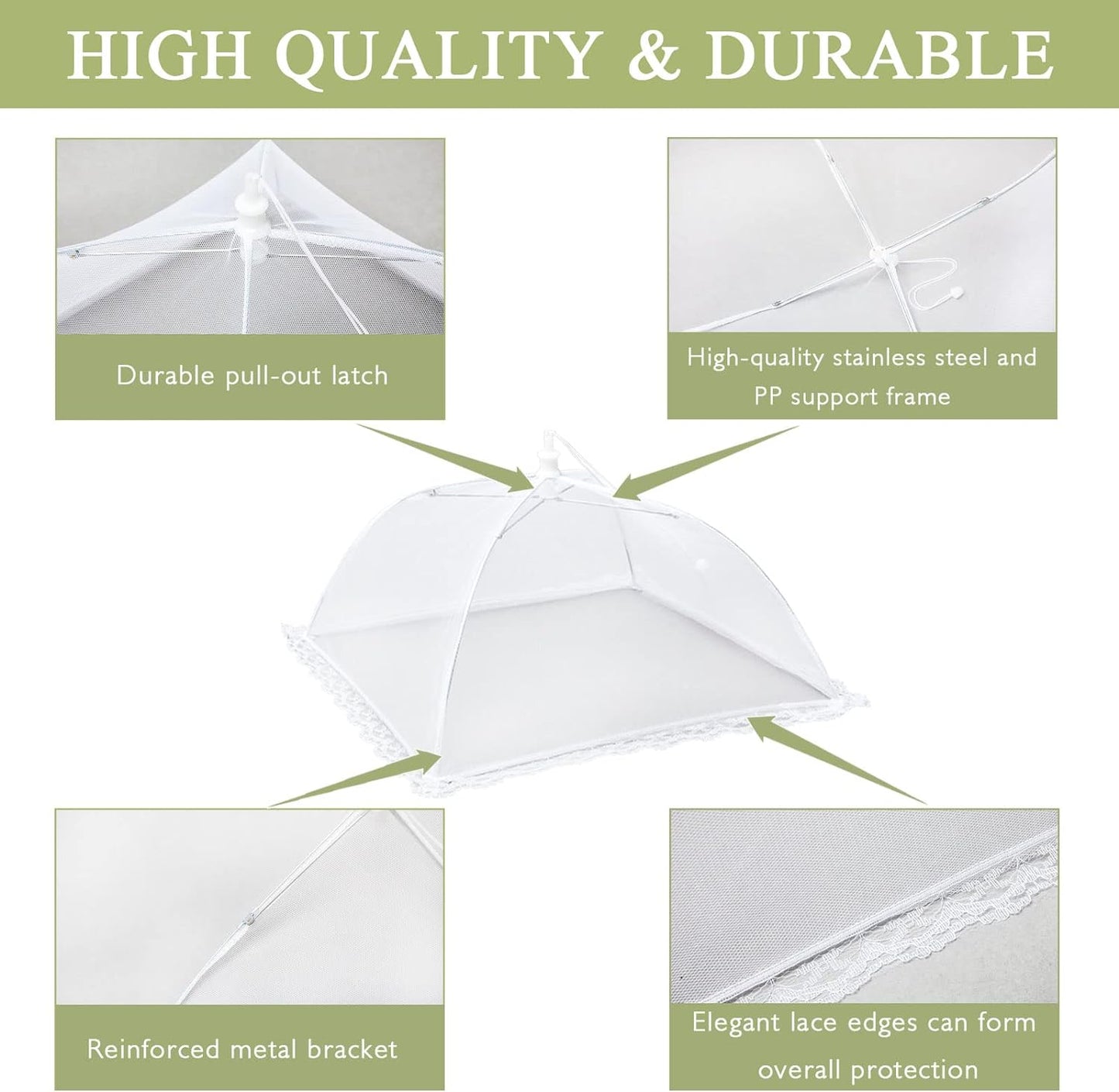 7Pack Various Size (40x24*1,17x17*2,14x14*2,12x12*2) Pop-up Food Tents Food Covers for Outside Mesh to Keep Bugs away,Reusable Collapsible Food Nets for Picnic Party BBQ Wedding Fruit