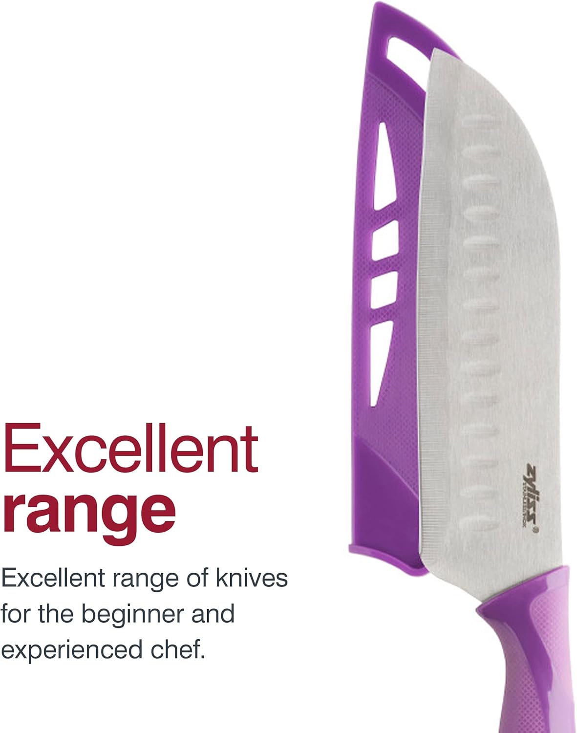 Zyliss 6 Piece Knife Value Set - Kitchen Knife Set with Sheath Covers - Chef's, Santoku, Utility, Serrated Paring, Paring & Peeling Knives - Stainless Steel