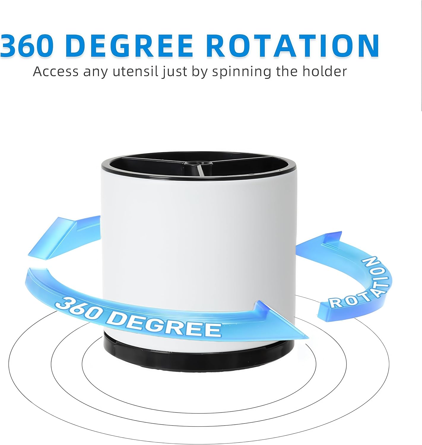 Utensil Holder,Kitchen Utensil Holder For Counter,Rotating Silverware Organizer Cooking Flatware Spoon Spatula Tool Cutlery Container Stainless Steel Caddy