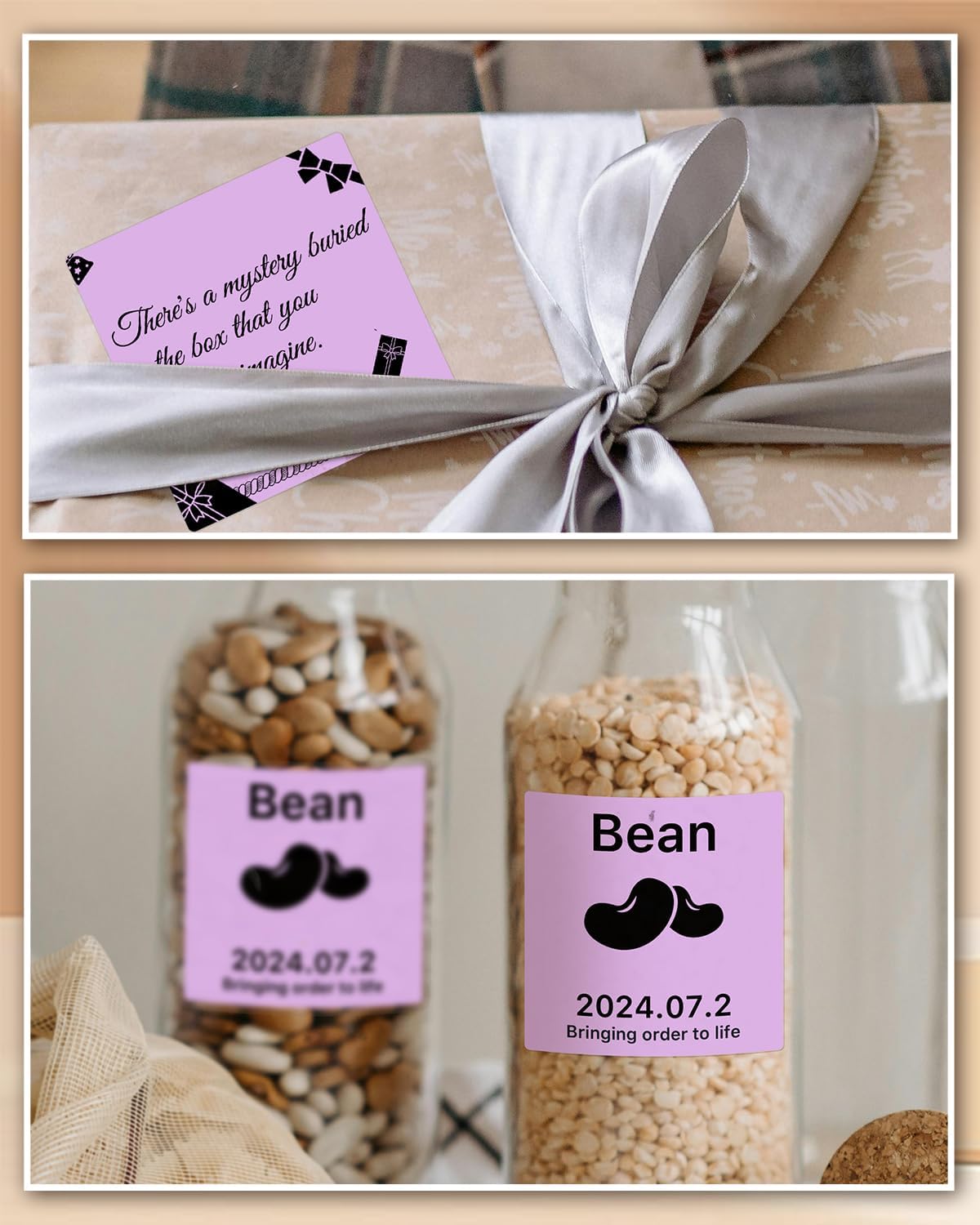 iEager Purple Square Thermal Label Stickers, 3" x 3" Self-Adhesive Square Direct Thermal Labels with Perforation Line, 500 Sheets/Roll