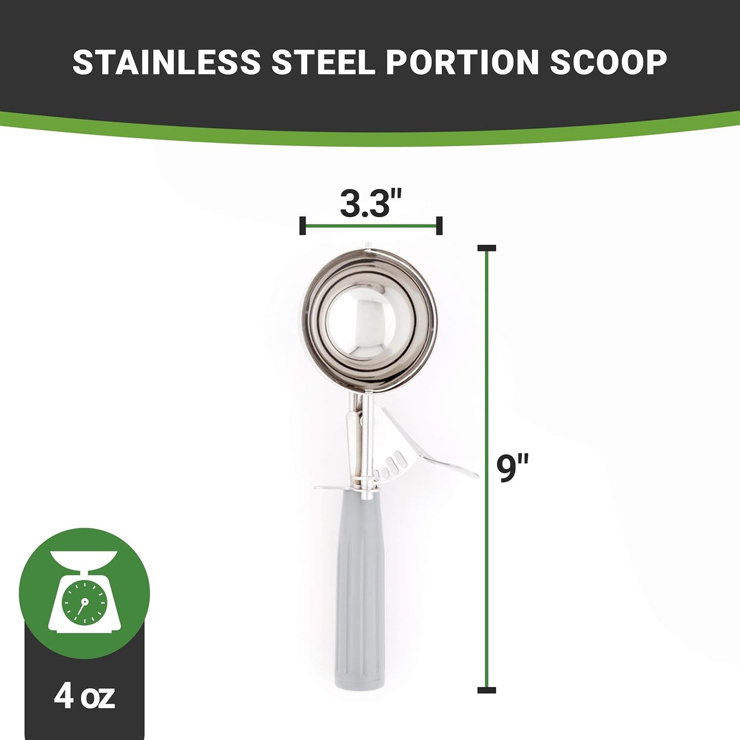Met Lux 4 oz Stainless Steel #8 Portion Scoop - with Gray Handle - 1 count box