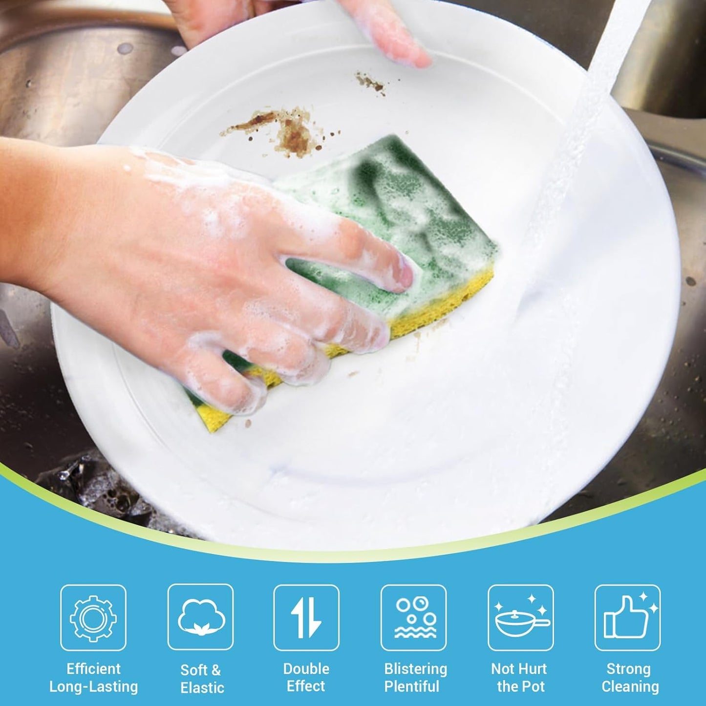 AIDEA Sponges Heavy Duty-12Count, Sponges Kitchen, Sponge for Dishes, Scrubbing Power for Tough Messes, Cleaning Sponge for Everyday Jobs for Dishes, Pots, Pans