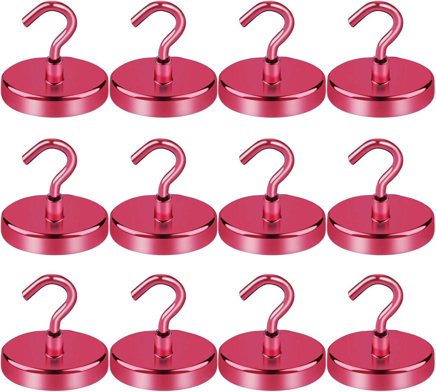 LOVIMAG Cruise Ship Essentials - 150Lbs Heavy Duty Hooks, Red Magnetic Hooks for Cruise Cabins - 12 Pack